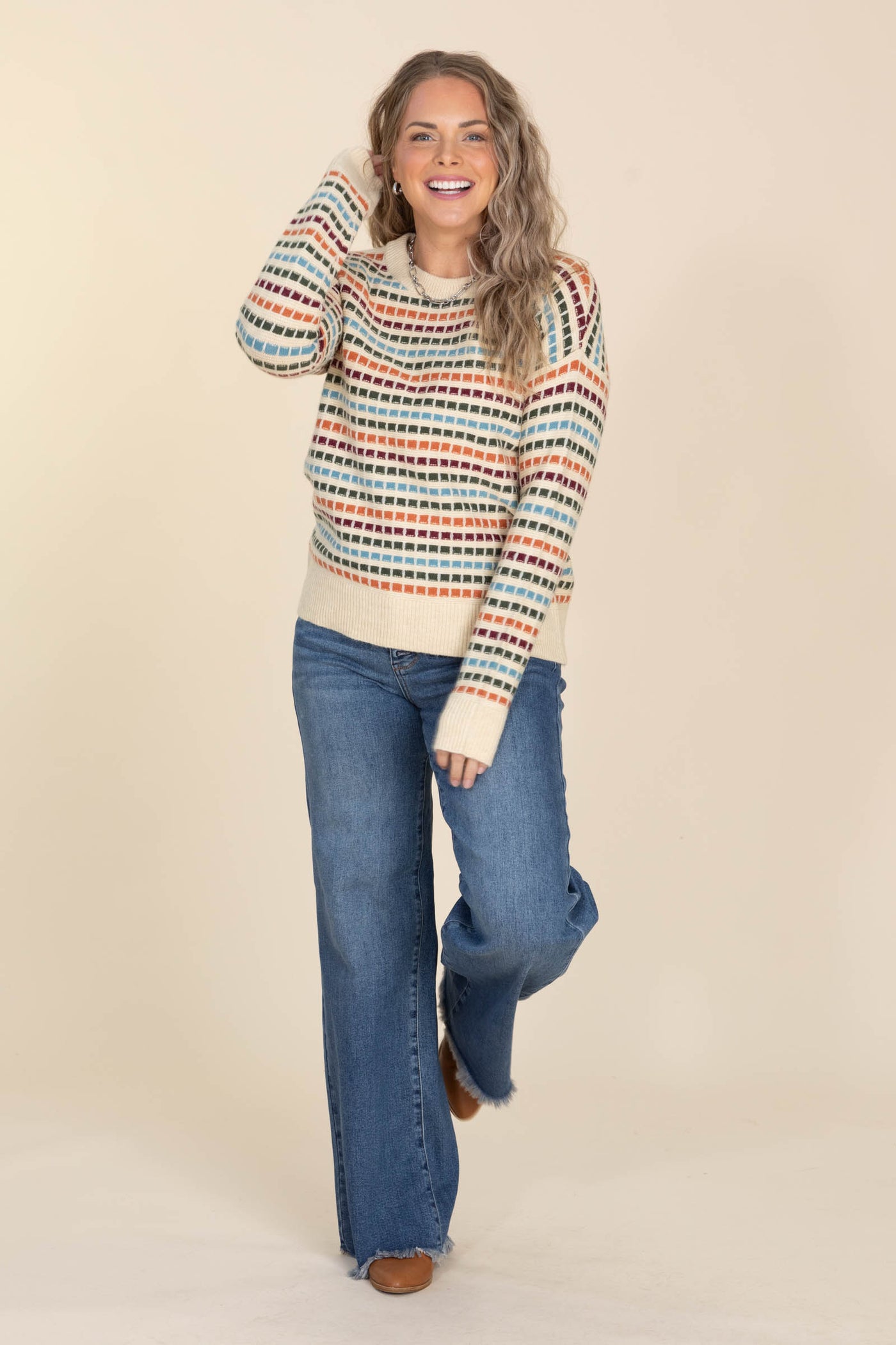 Forest And Copper Texture Stripe Sweater