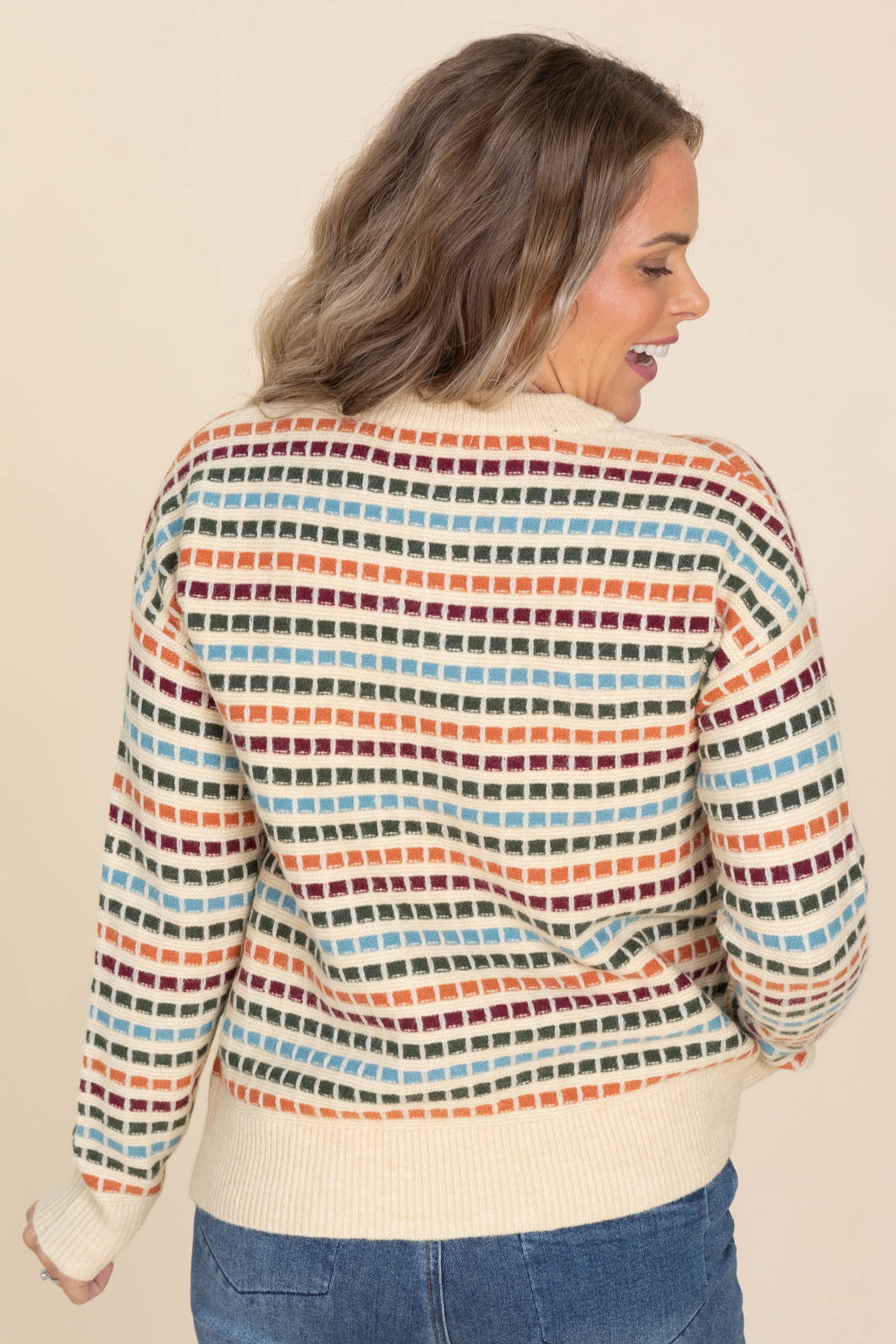 Forest And Copper Texture Stripe Sweater