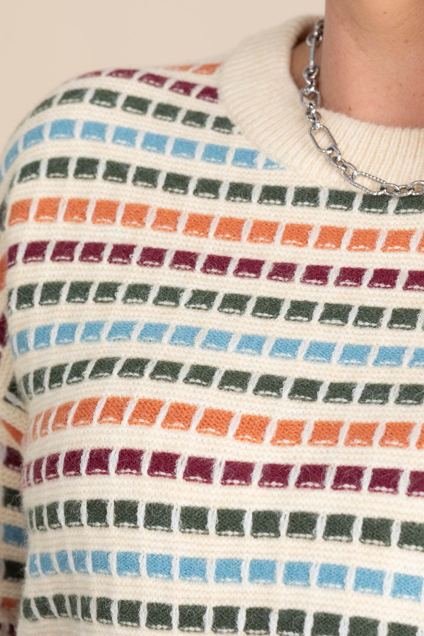 Forest And Copper Texture Stripe Sweater