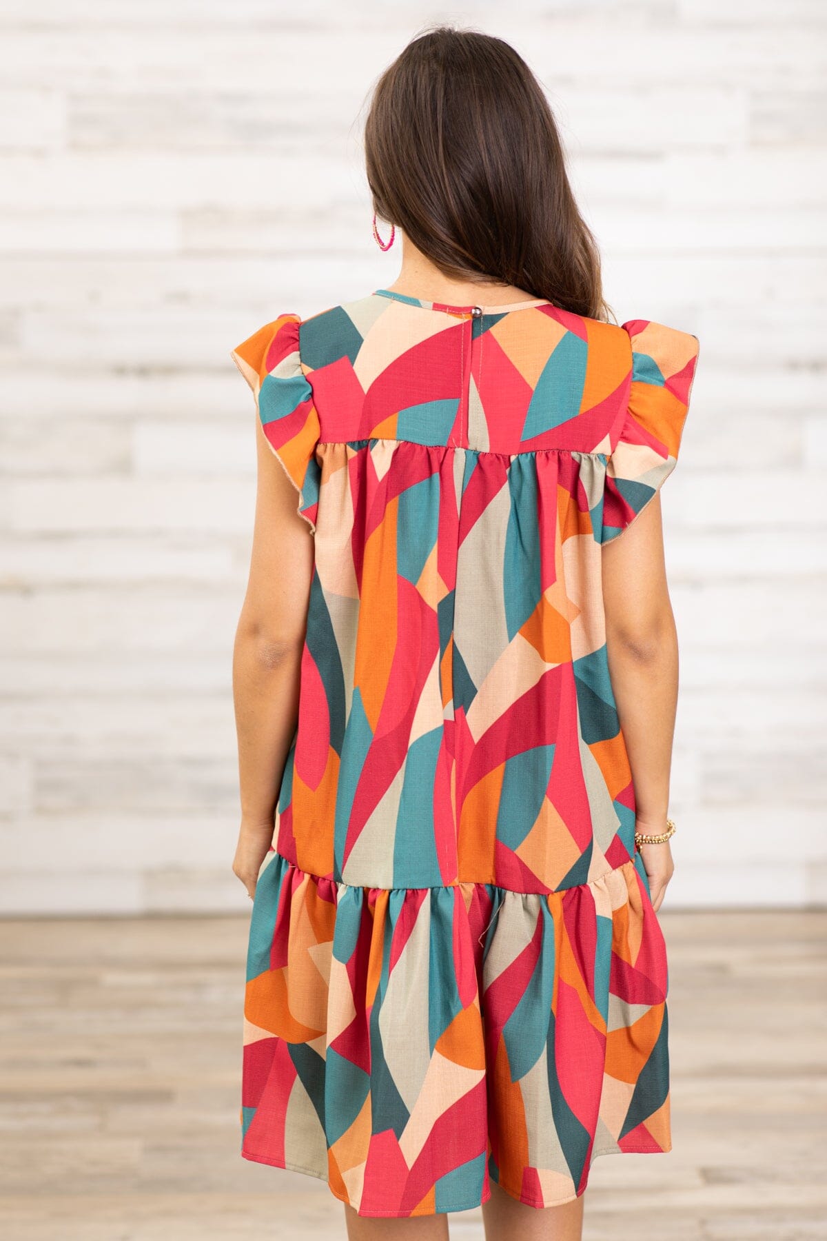 Teal and Raspberry Multicolor Abstract Dress - Filly Flair