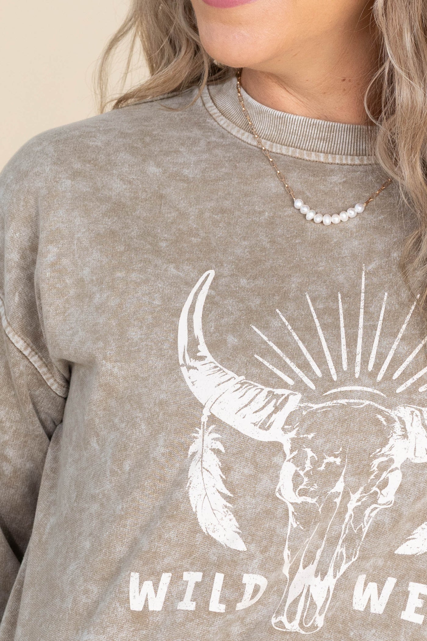 Light Mocha Wild West Graphic Knit Sweater