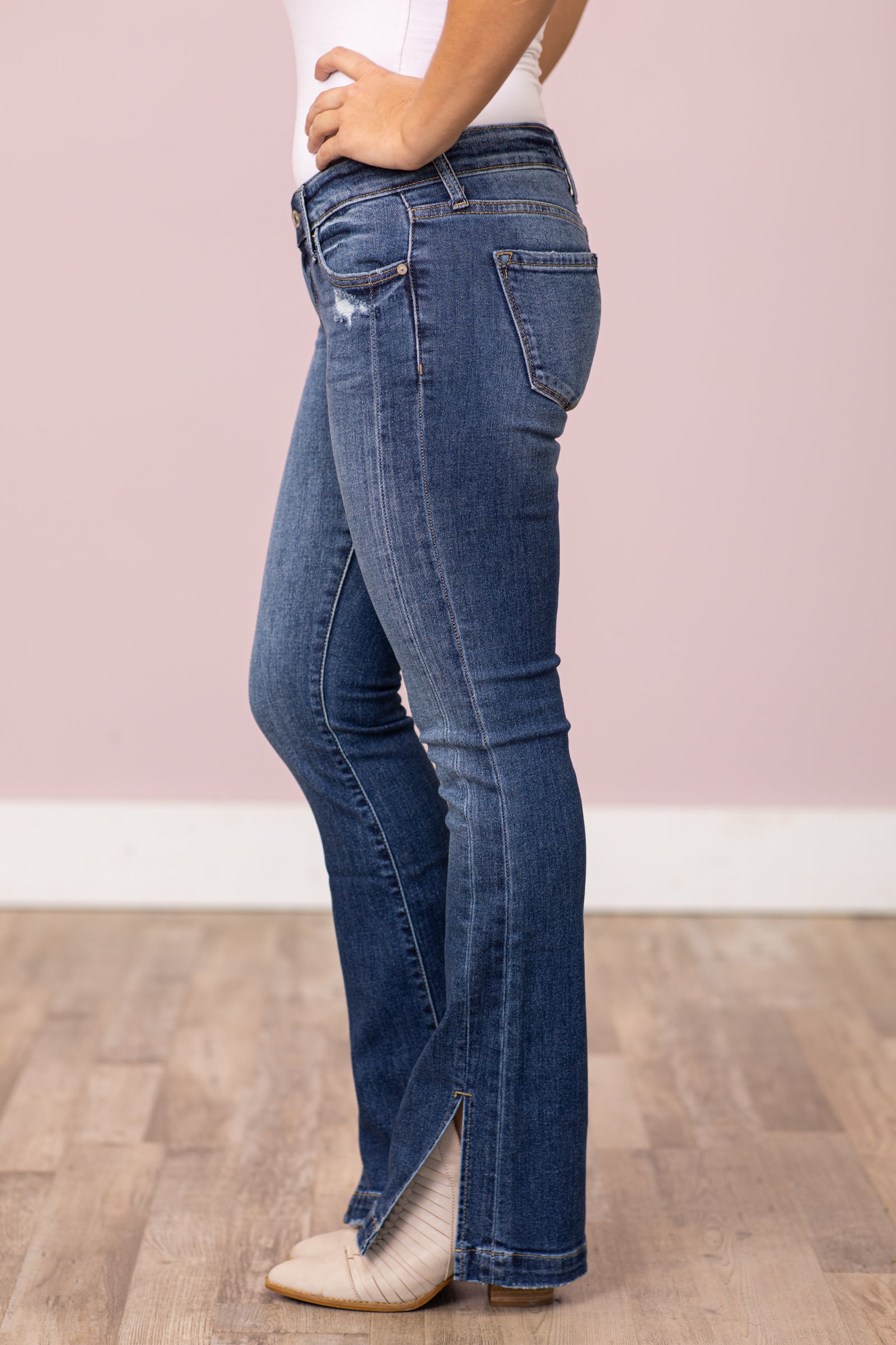 Kancan Bootcut Jeans With Side Slit