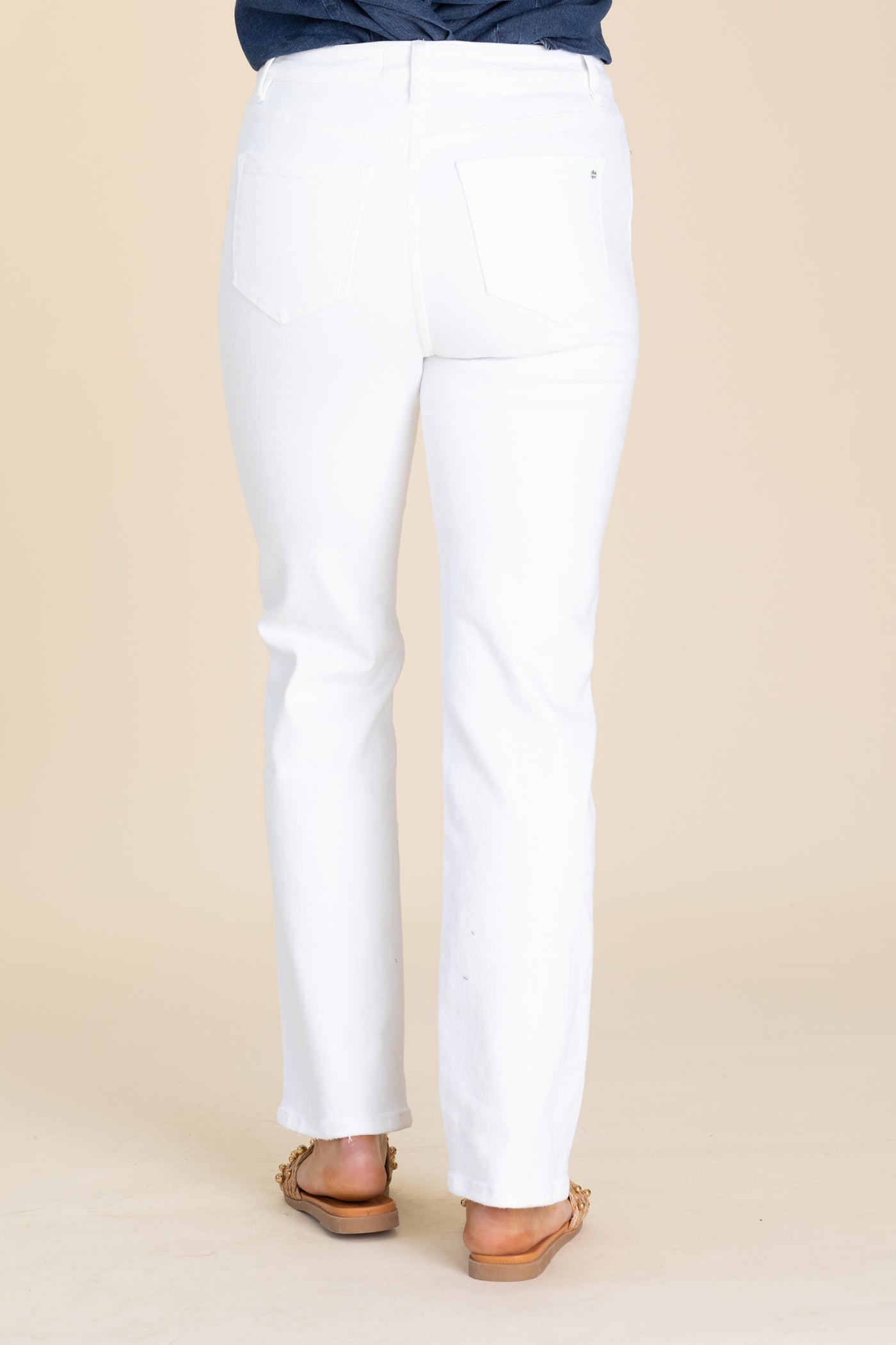 Mica White High Rise Straight Leg Denim
