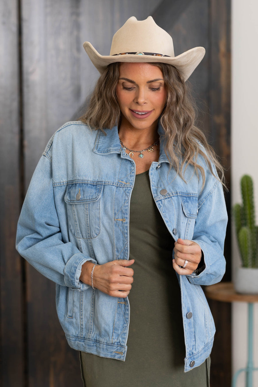 Risen Light Wash Oversized Denim Jacket