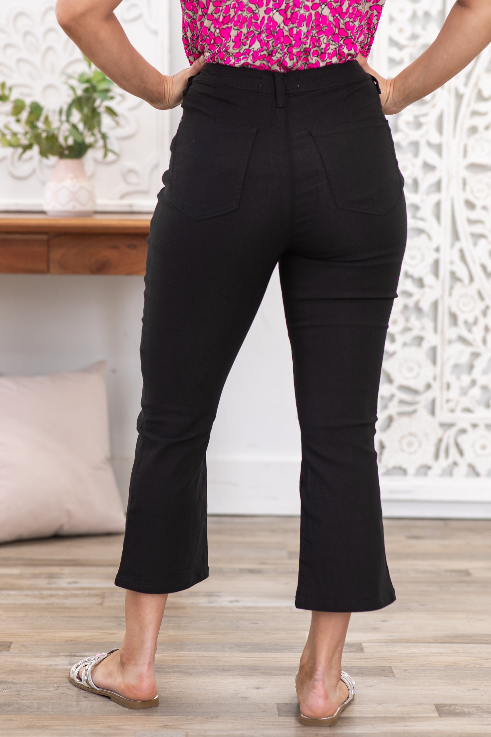 YMI Black Hyperstretch Cropped Flare Pants