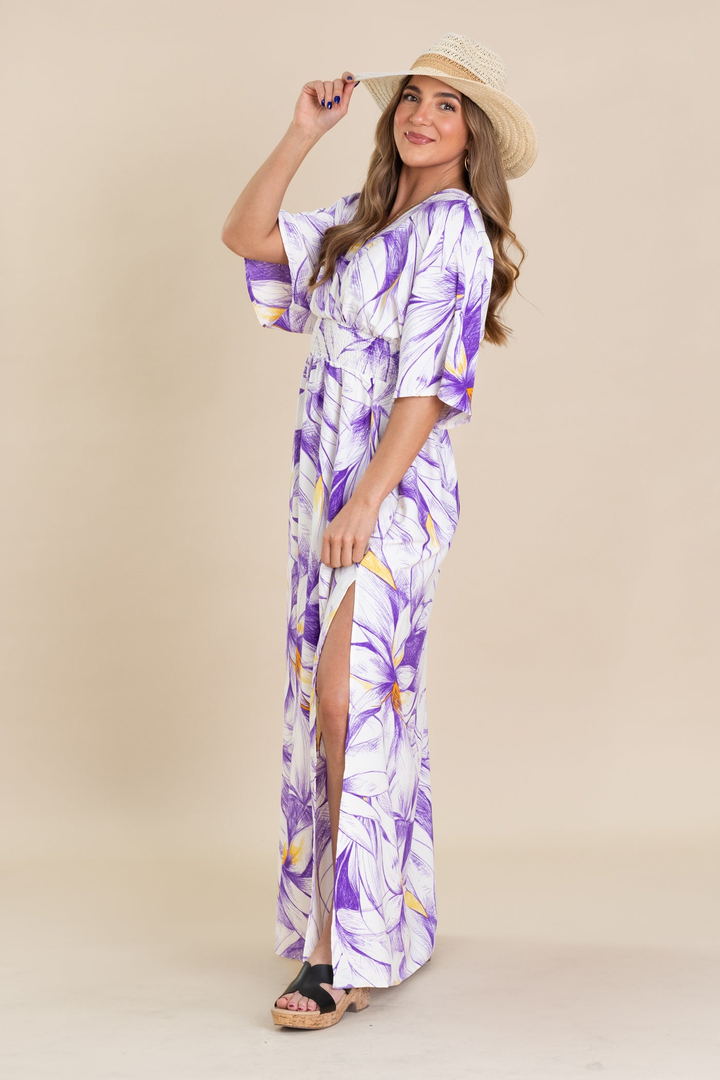 Purple And Off White Floral Print Maxi Dress Filly Flair Purple And Off White Floral Print Maxi Dress Filly Flair