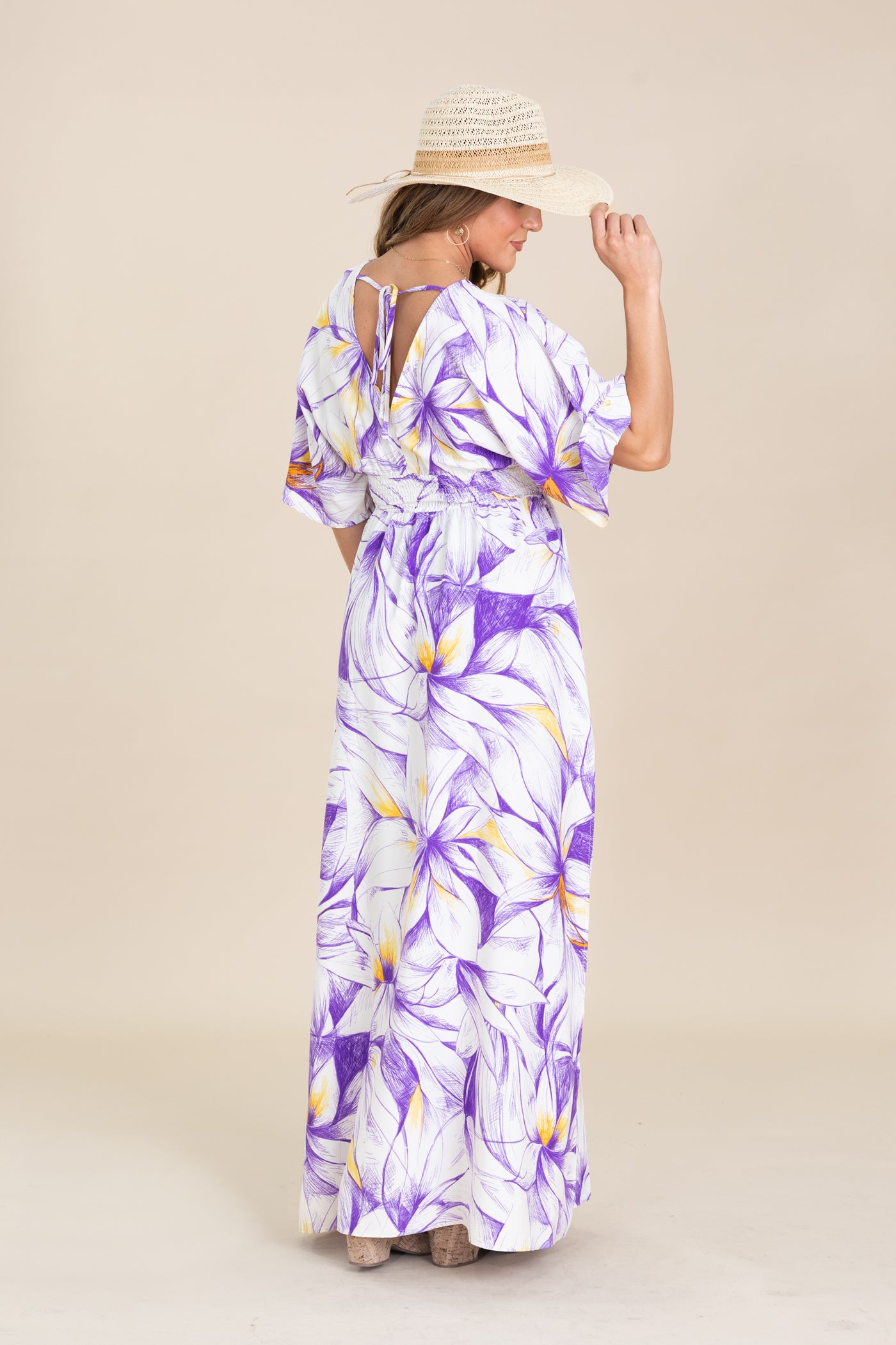 Purple And Off White Floral Print Maxi Dress · Filly Flair Purple And Off White Floral Print Maxi Dress · Filly Flair