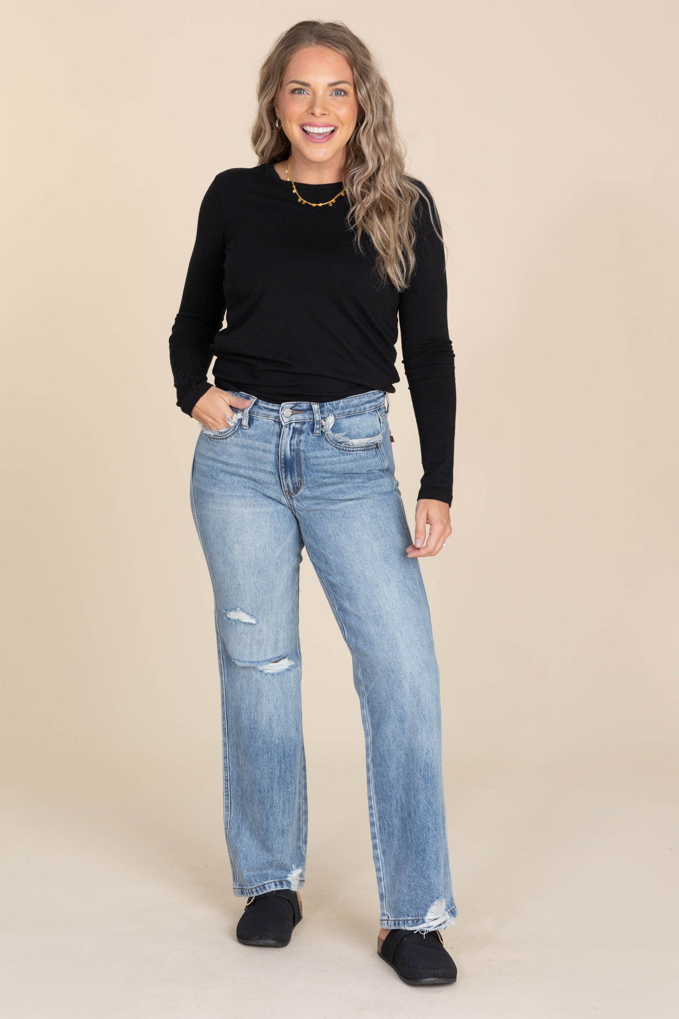 Judy Blue 90s Straight Rigid Distress Jeans