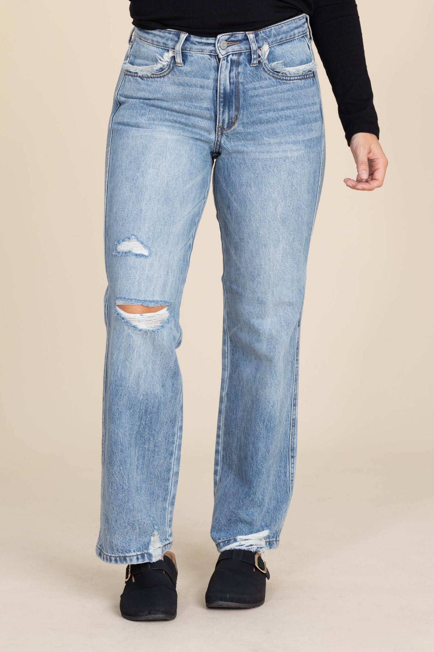 Judy Blue 90s Straight Rigid Distress Jeans