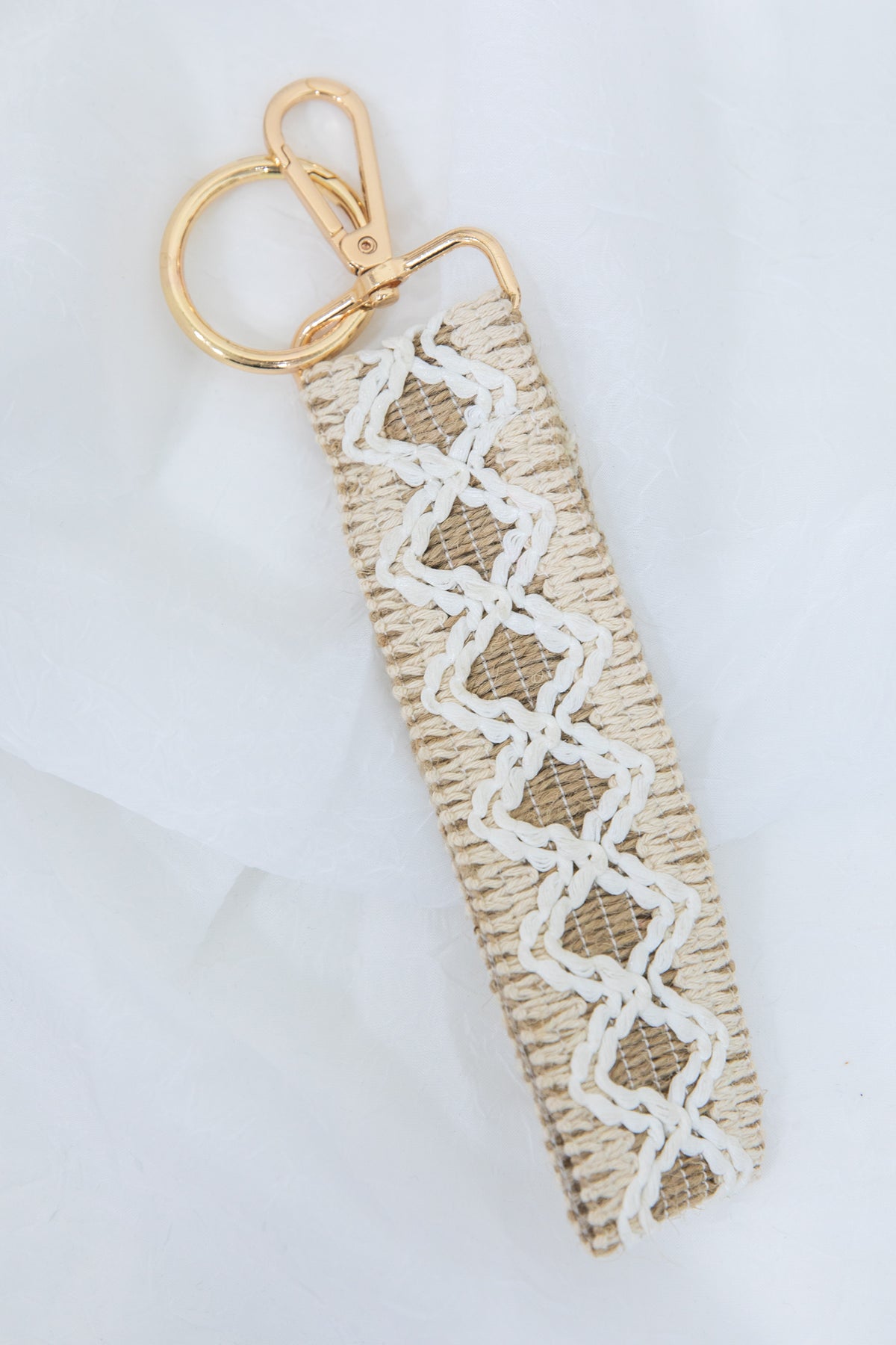 White Boho Wave Pattern Keychain · Filly Flair