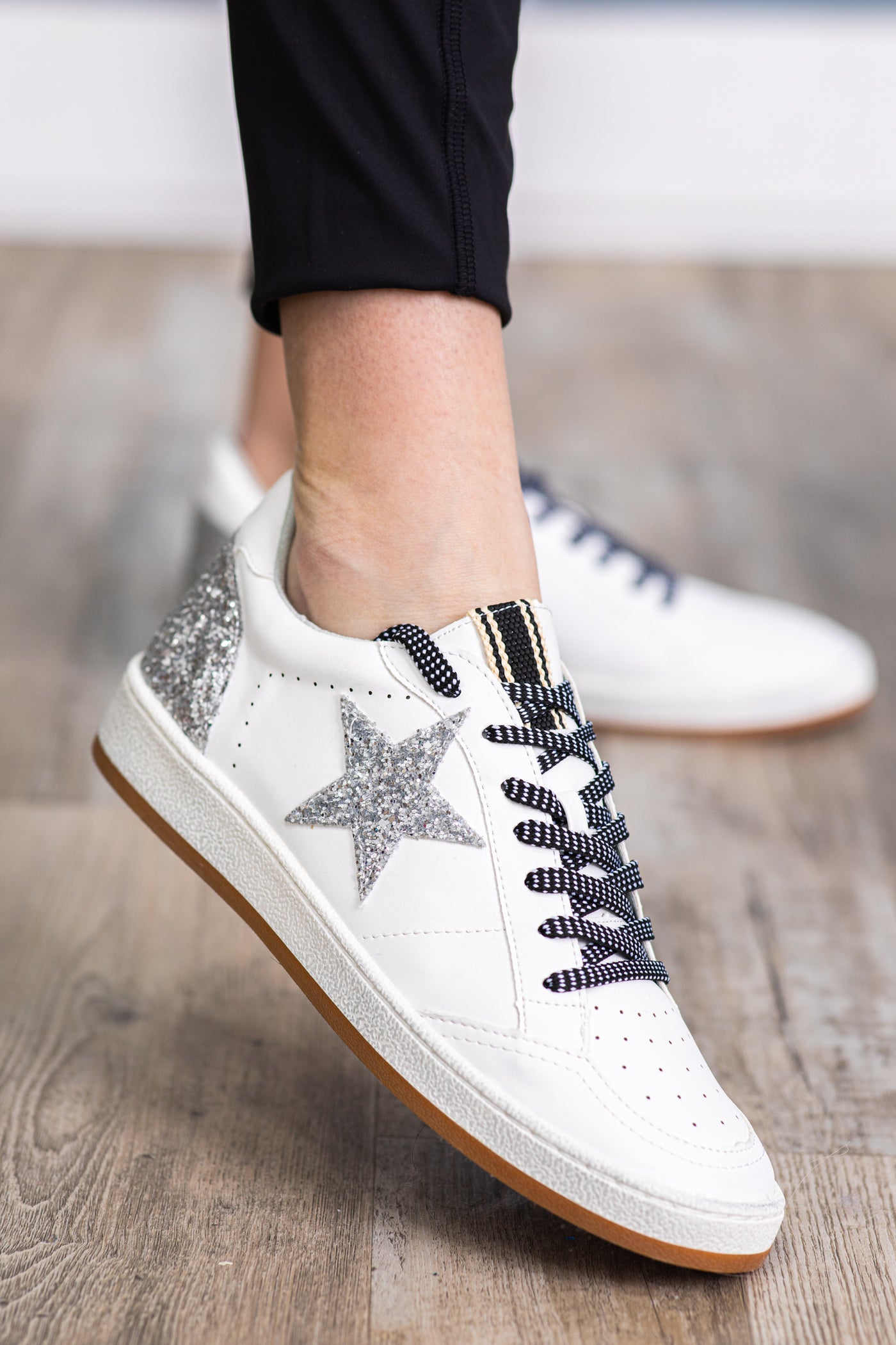 White With Silver Glitter Star Sneaker · Filly Flair