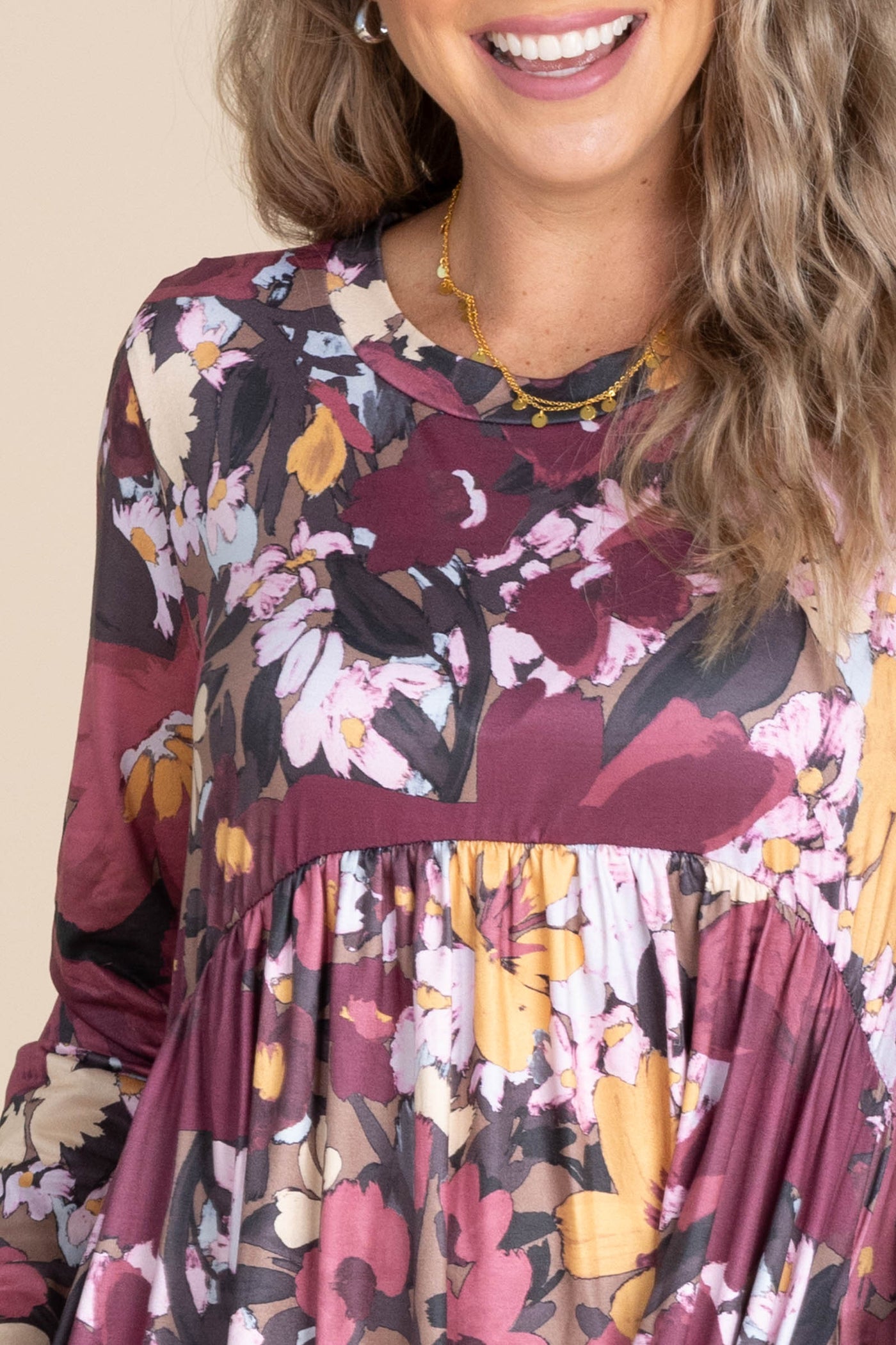 Floral Babydoll Knit Dresses With Pockets Floral Babydoll Knit Dresses With Pockets