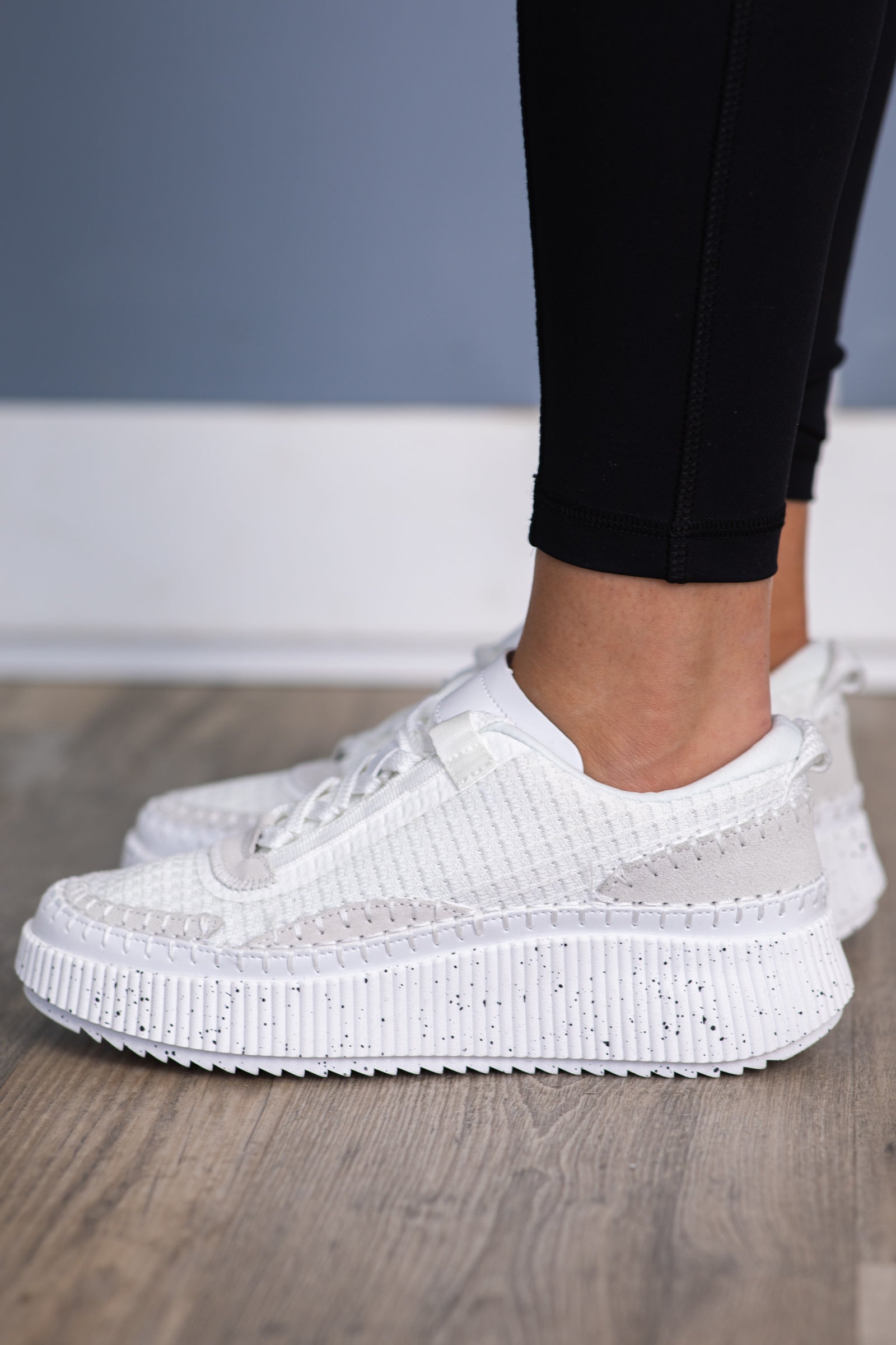 White Platform Knit Sneakers