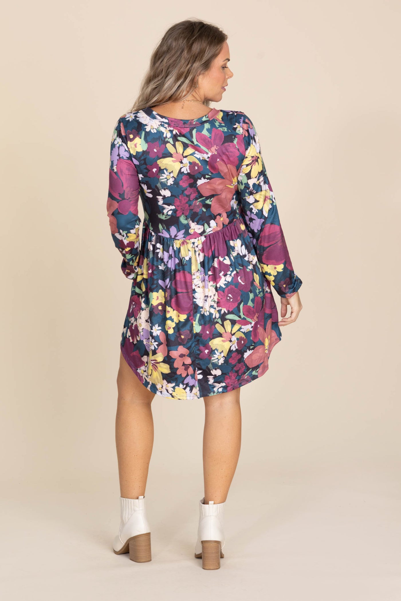 Floral Babydoll Knit Dresses With Pockets Floral Babydoll Knit Dresses With Pockets