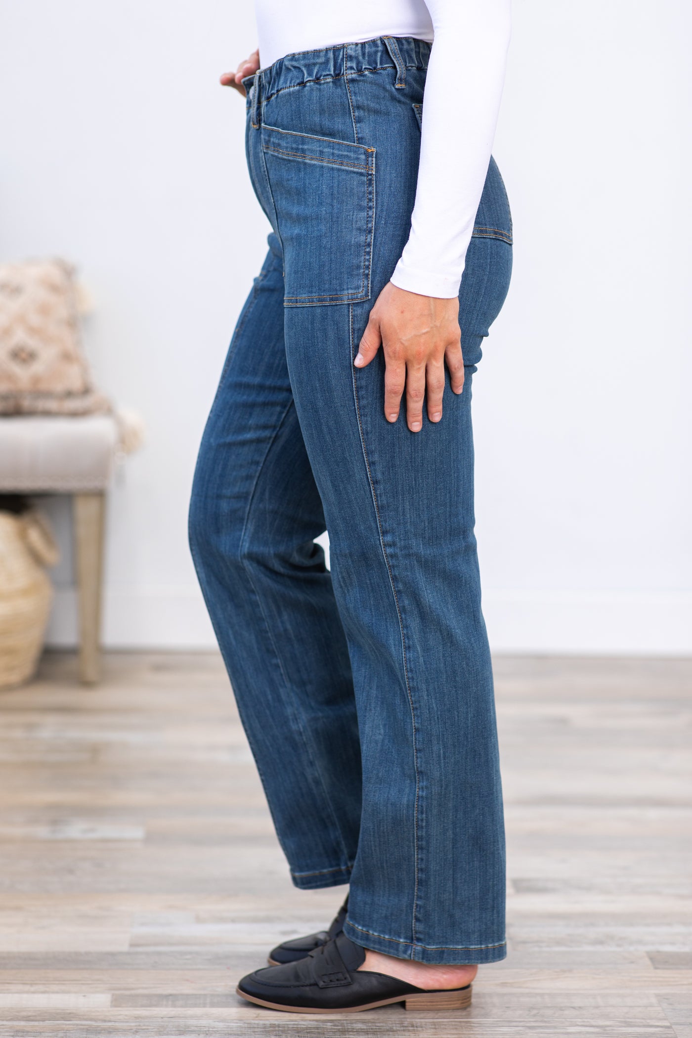 Judy Blue Vintage Elastic Waist Straight Jeans