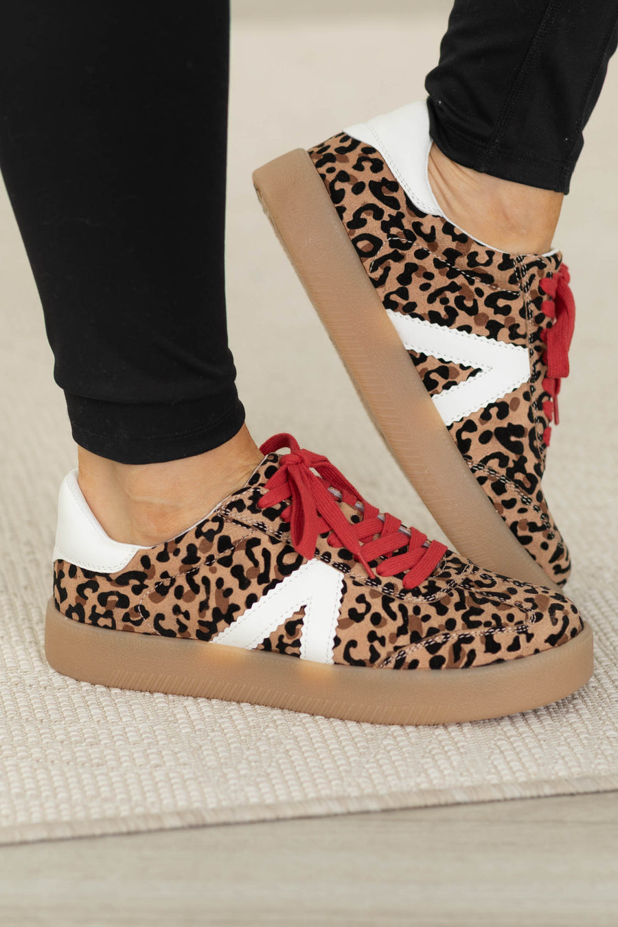 MIA Leopard Print With Red Laces Sneakers