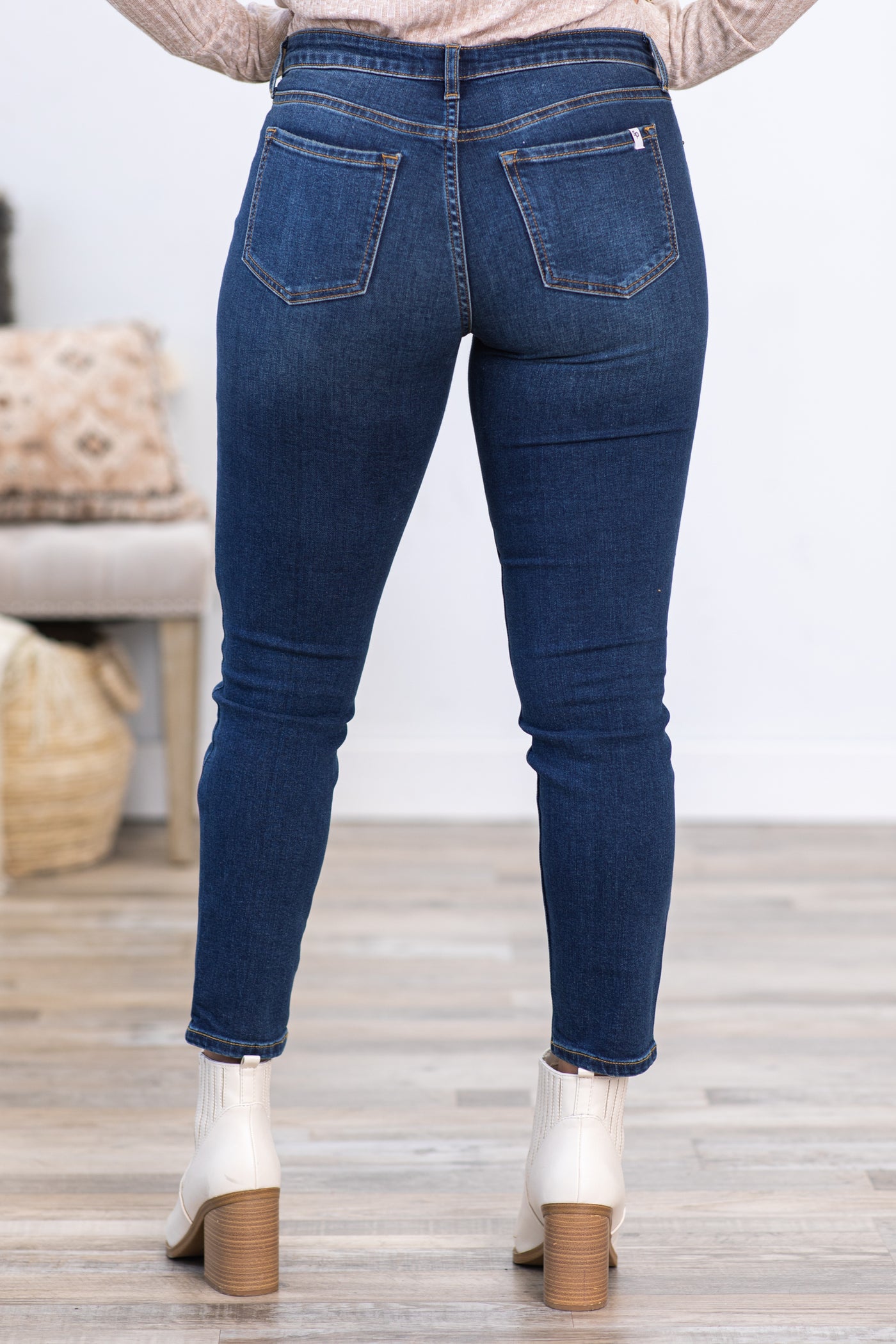 Sneak Peek Medium Wash Mid Rise Skinny Jeans