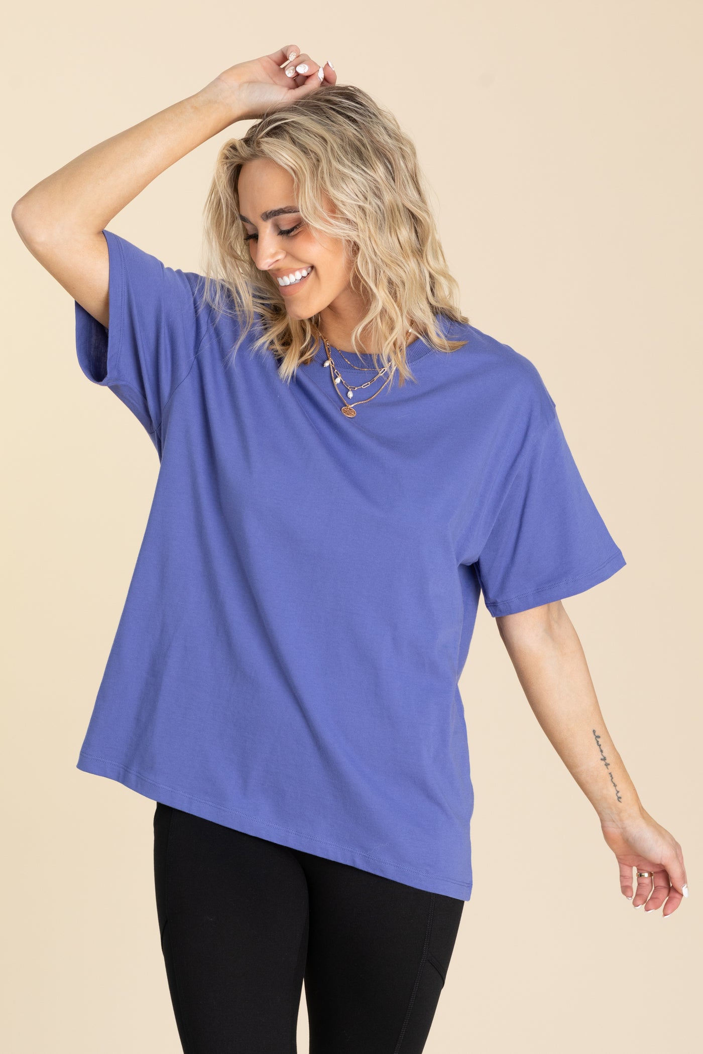 Loose Fit Cotton Short Sleeve Knit Top