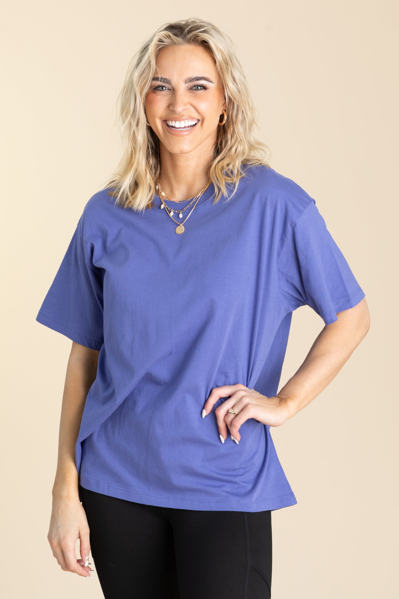 Loose Fit Cotton Short Sleeve Knit Top