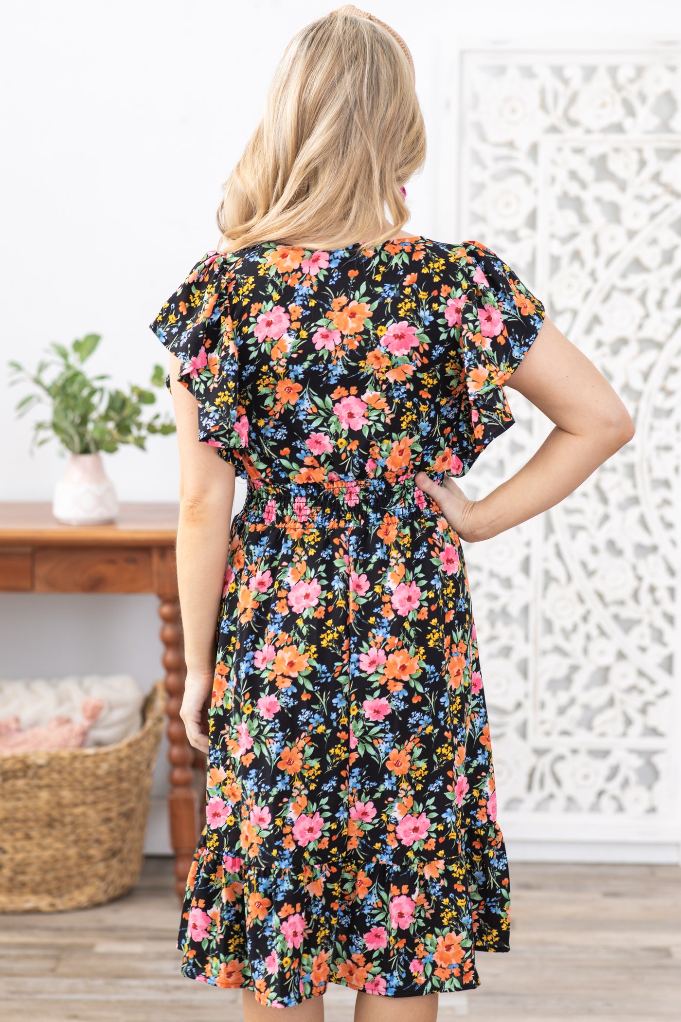 Black V-Neck Ruffle Frill Fit and Flare Dress · Filly Flair Black V-Neck Ruffle Frill Fit and Flare Dress · Filly Flair