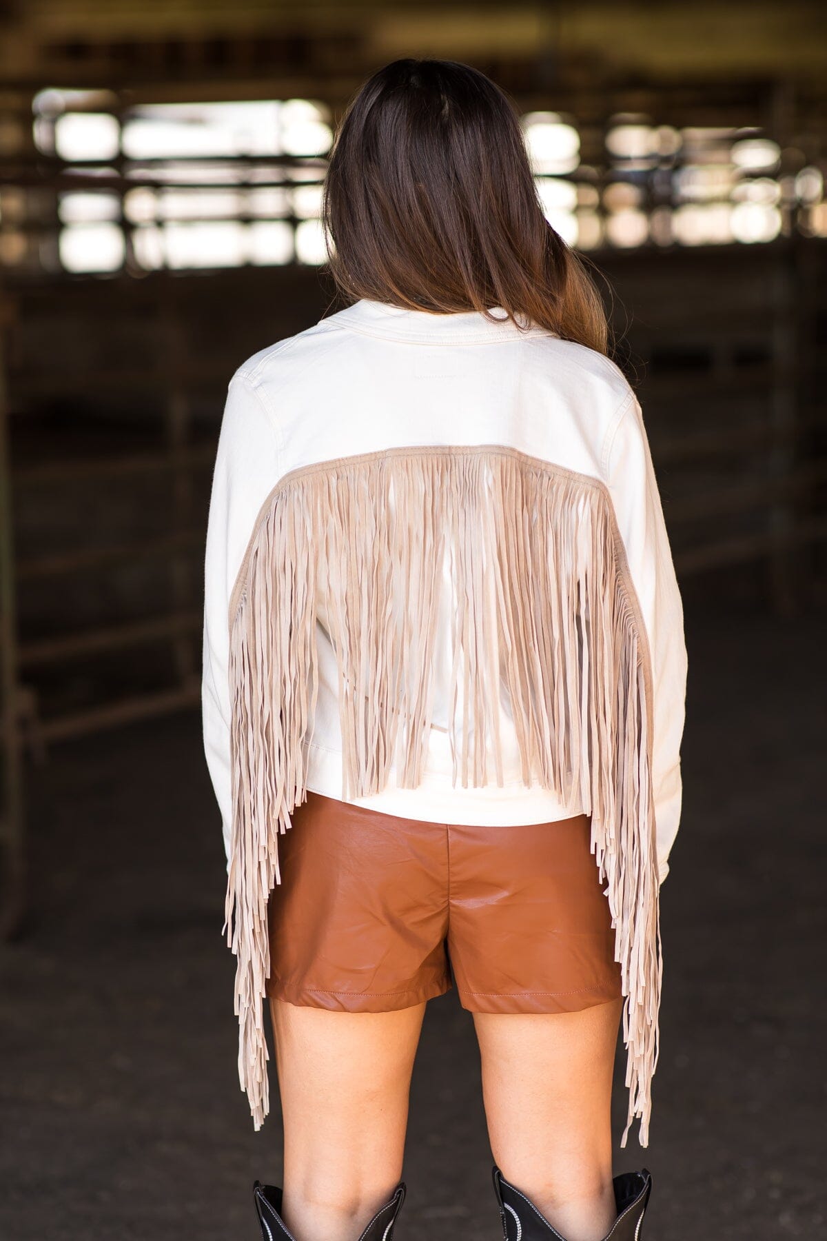 Judy Blue Off White Denim Jacket With Fringe - Filly Flair