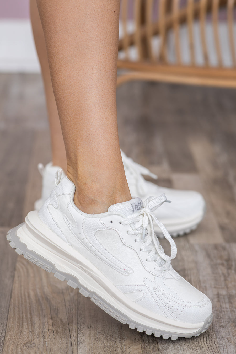 White And Grey Platform Sneakers