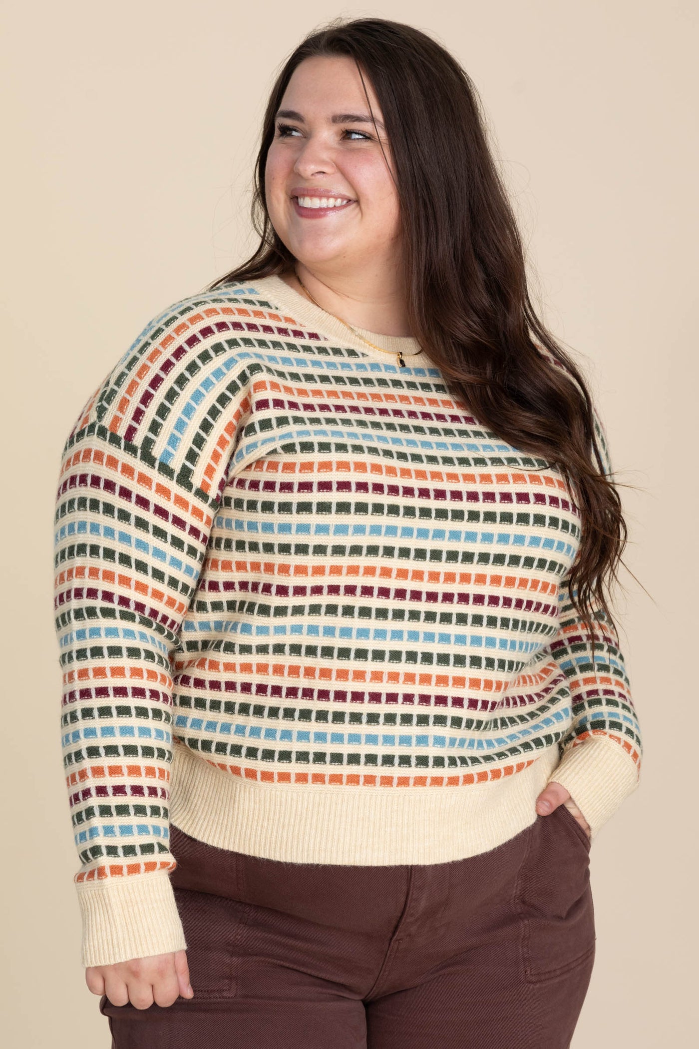 Forest And Copper Texture Stripe Sweater