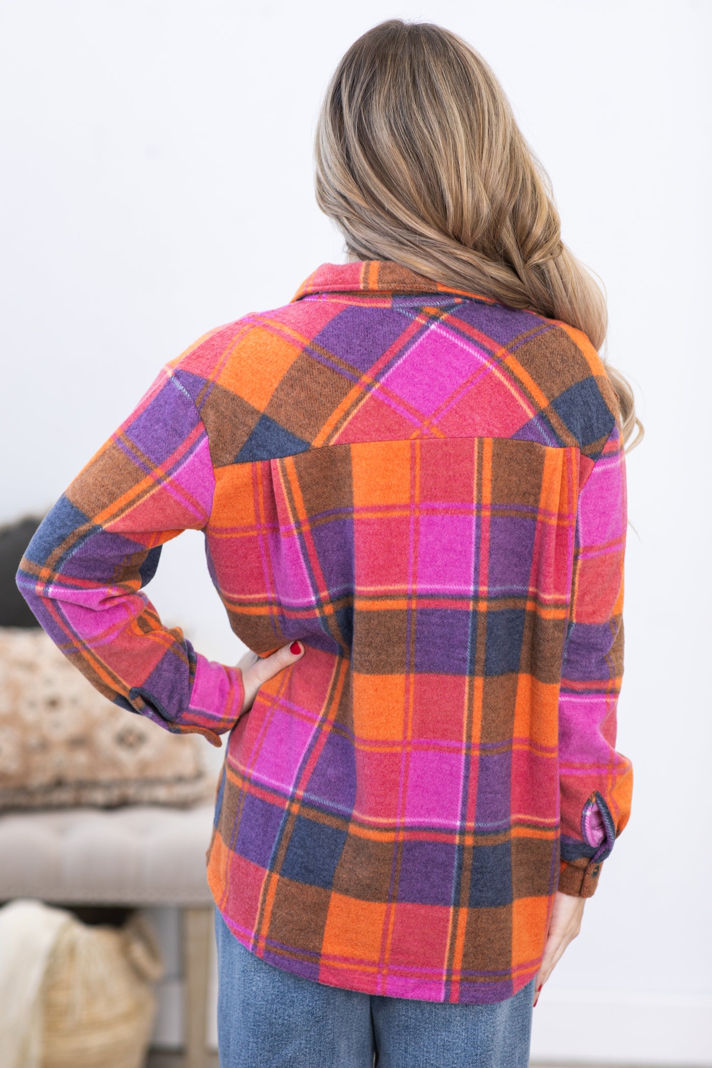 Fuchsia and Orange Lightweight Shacket · Filly Flair