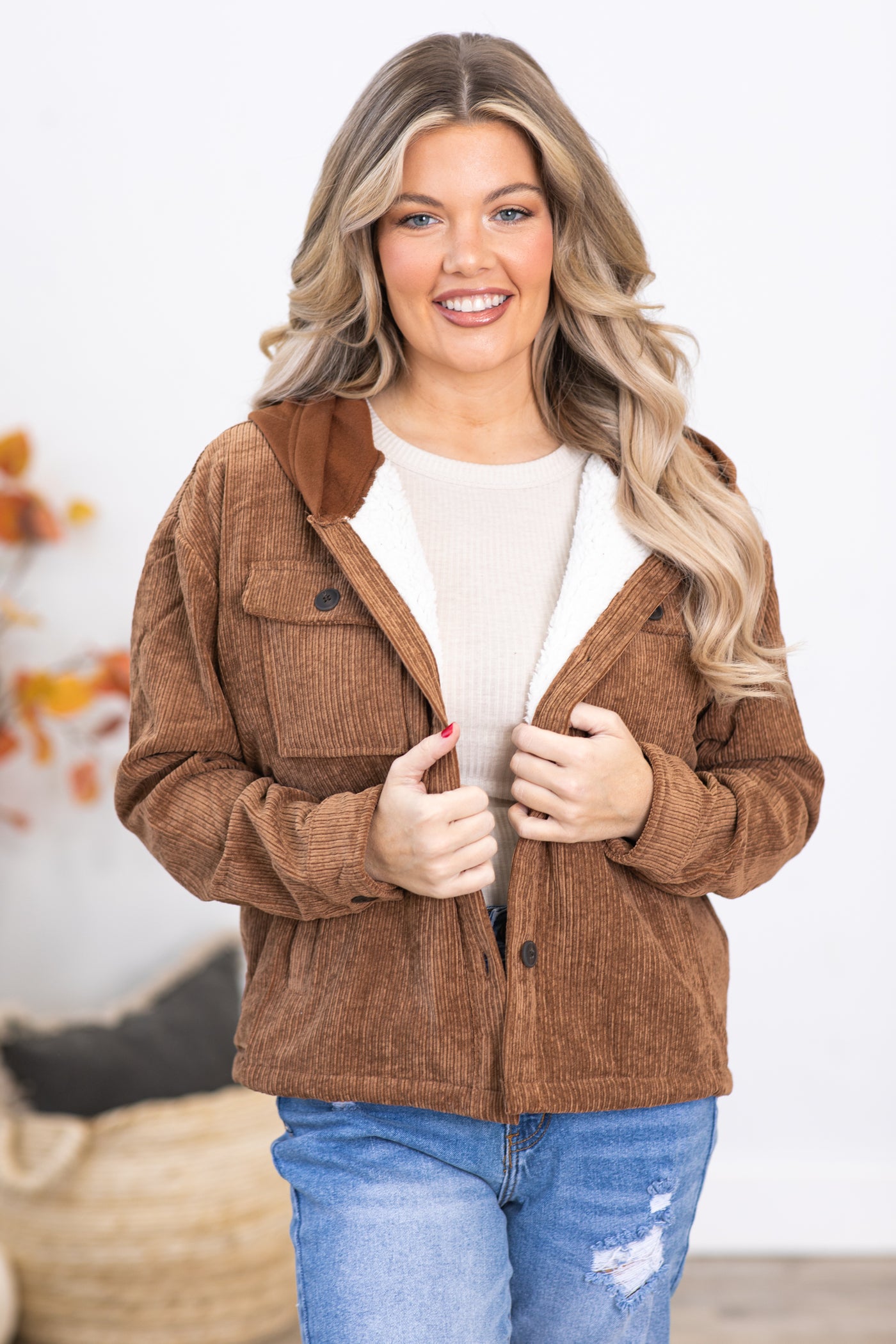 Brown Sherpa Lined Baby Corduroy Jacket