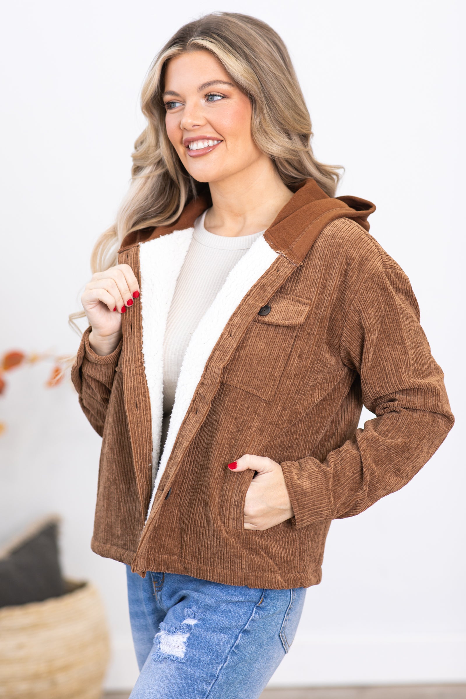 Brown Sherpa Lined Baby Corduroy Jacket