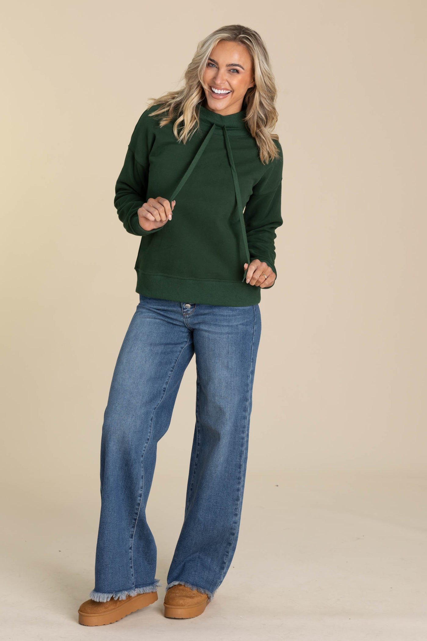 Cowlneck With Drawstrings Sweatshirts