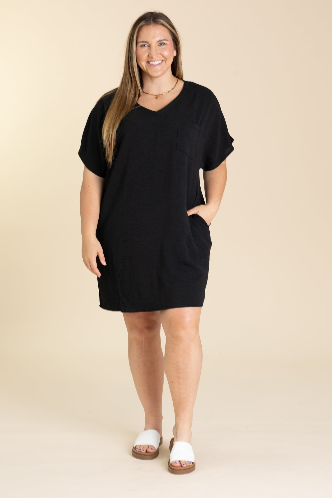 Woven Airflow V-Neck Tee Shirt Dress · Filly Flair Woven Airflow V-Neck Tee Shirt Dress · Filly Flair