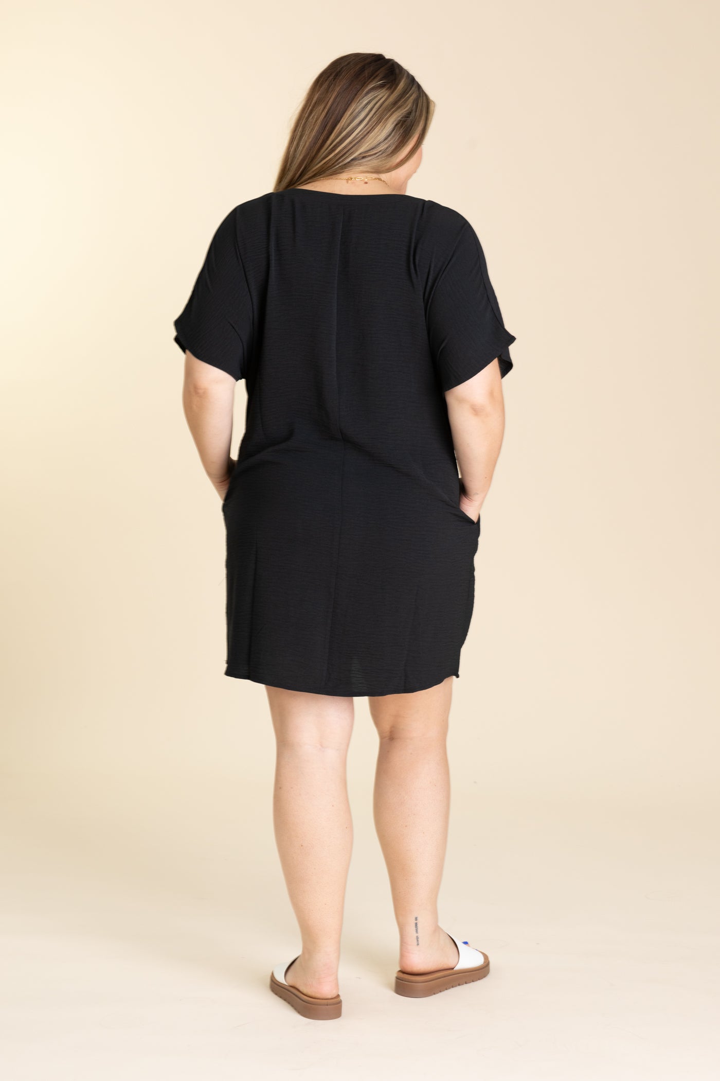 dress v neck t shirts Woven Airflow V-Neck Tee Shirt Dress · Filly Flair