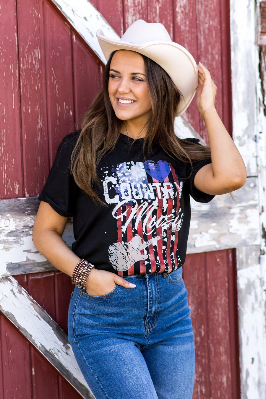 Black Multicolor Country Music Graphic Tee - Filly Flair