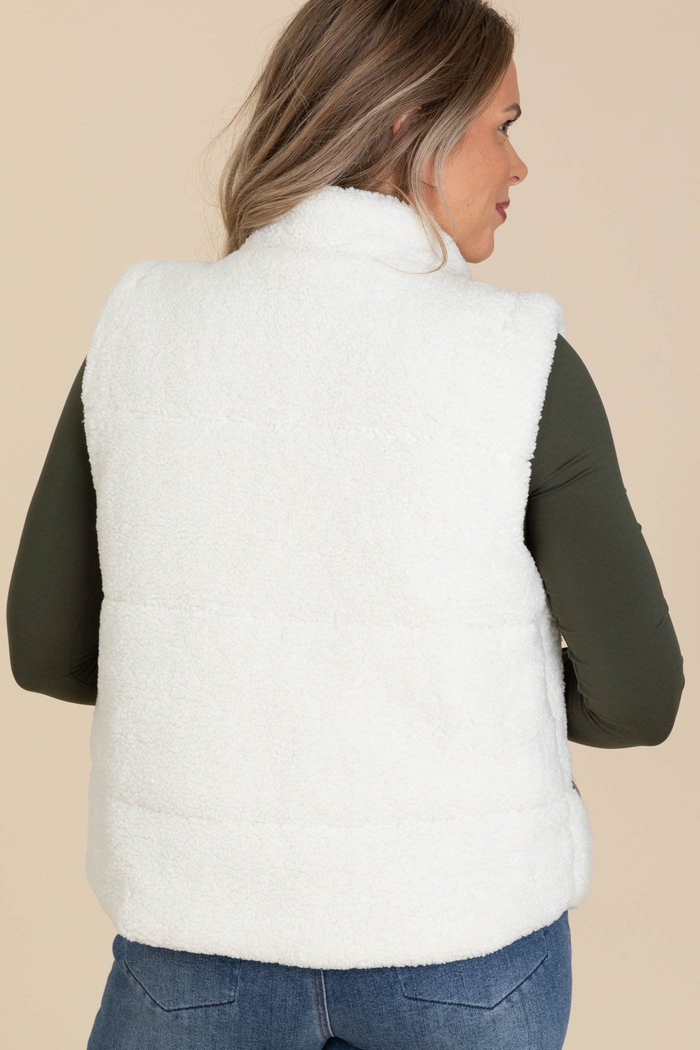 Ivory And Mocha Sherpa Corduroy Vest