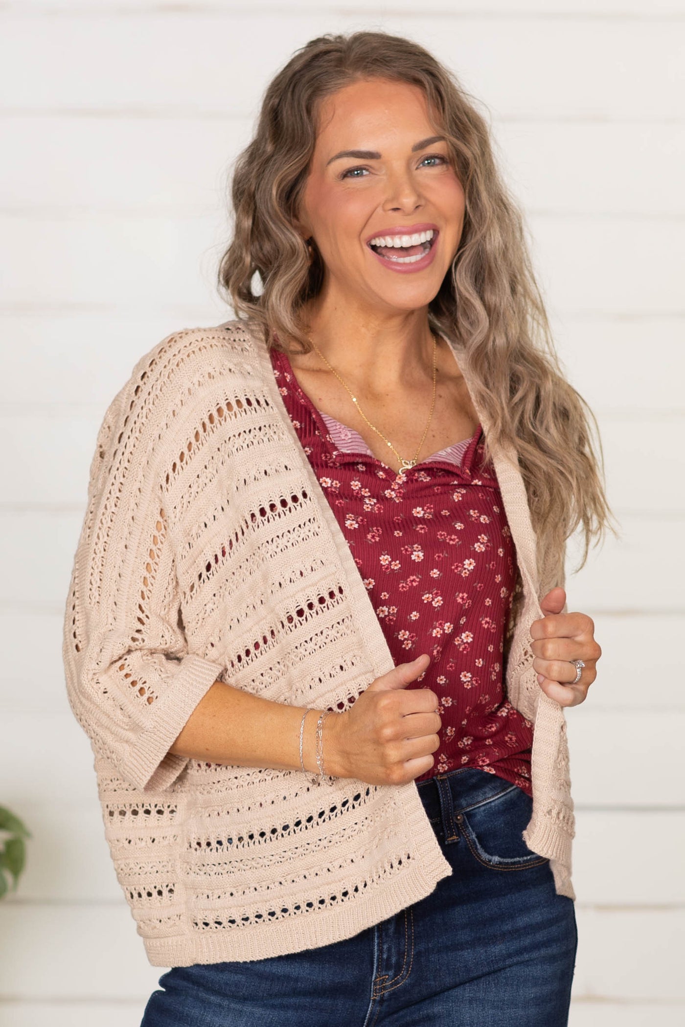 Crochet Dolman Sleeve Open Front Cardigans