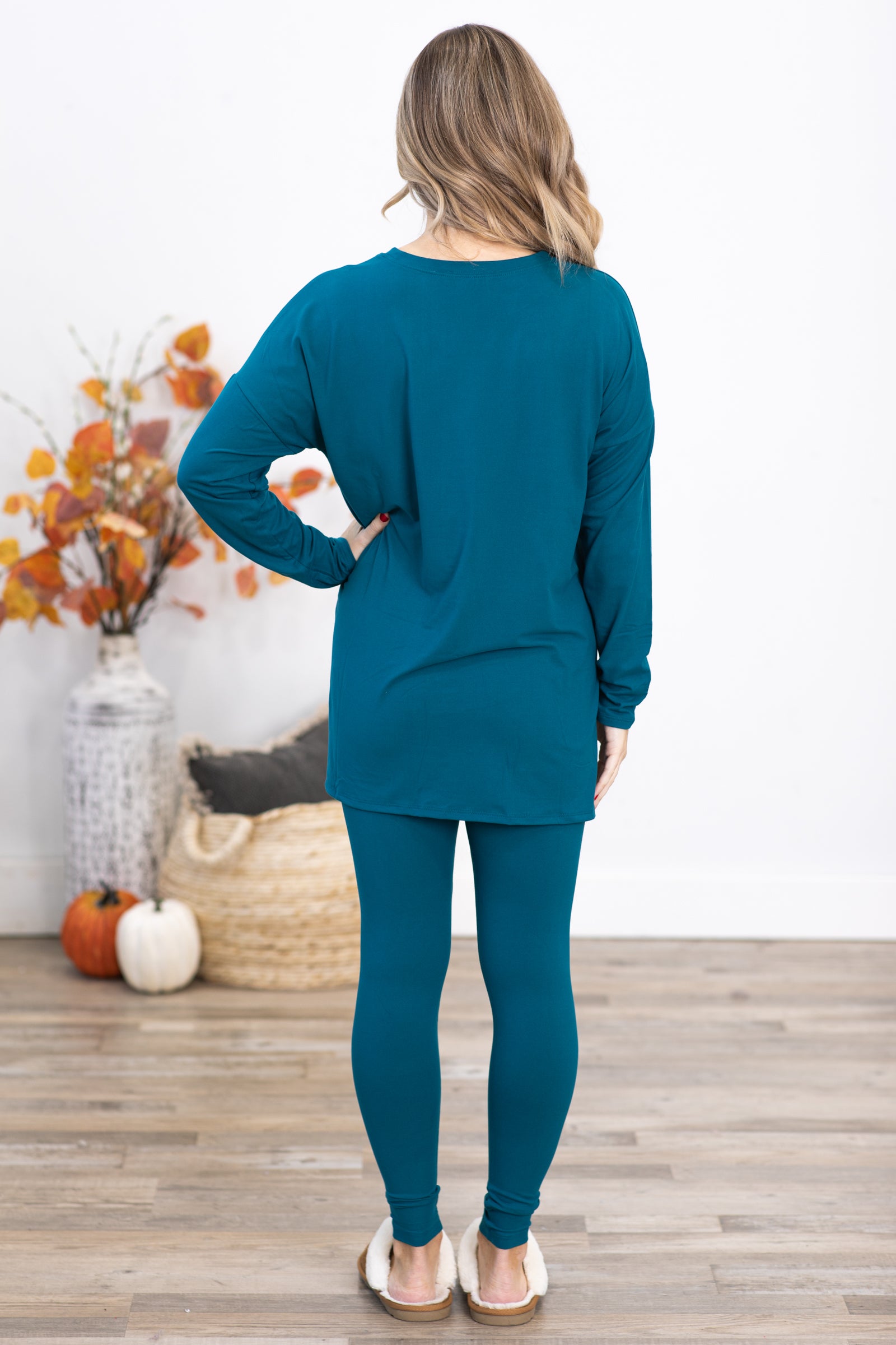 Teal Long Sleeve Top and Legging Set