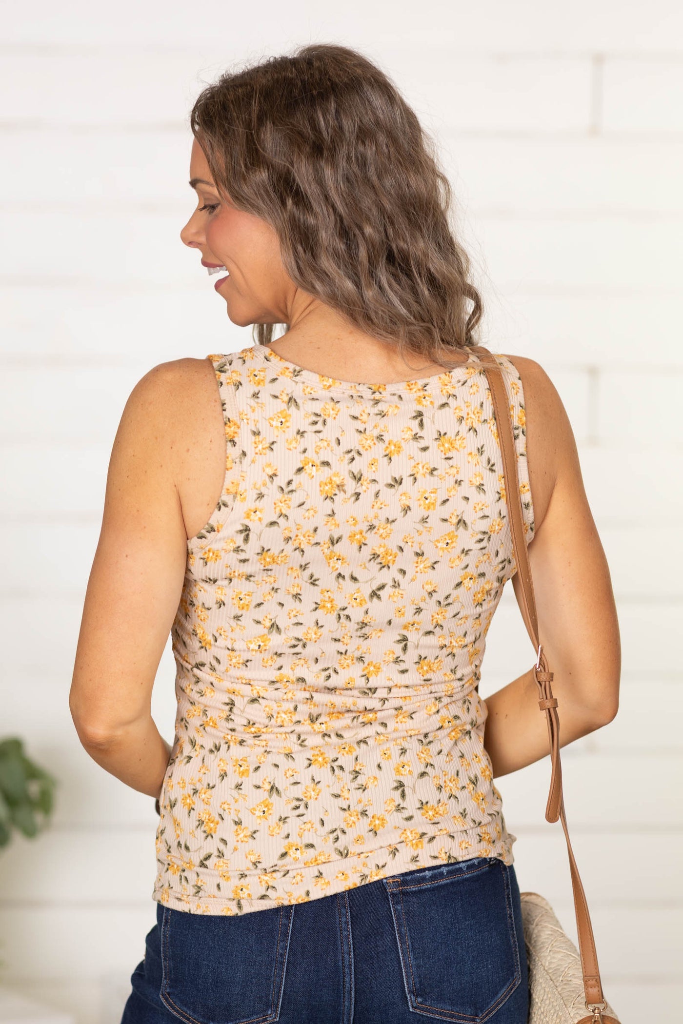 Taupe Multicolor Floral Print Tank
