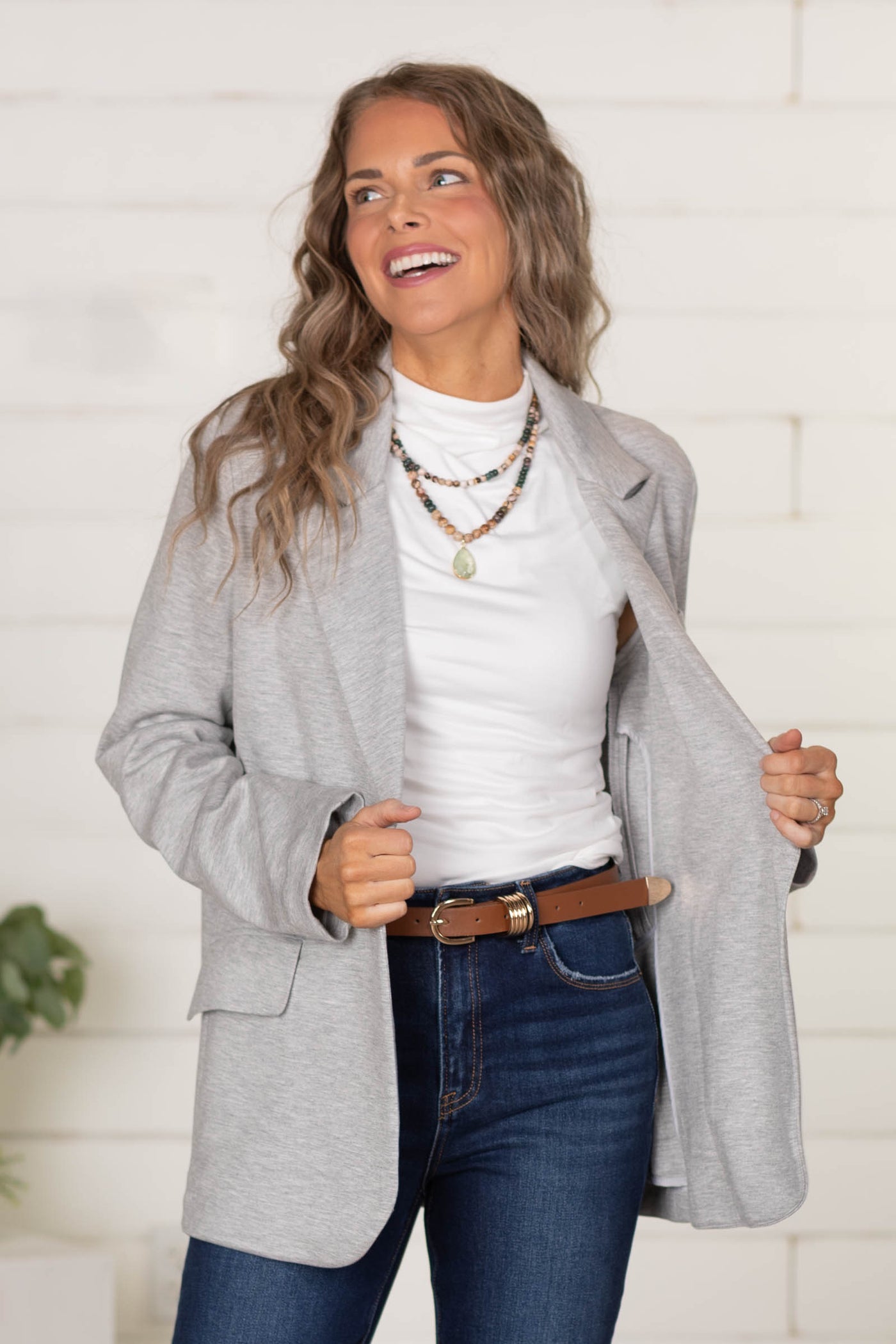 Heather Grey Premium Scuba Relaxed Blazer