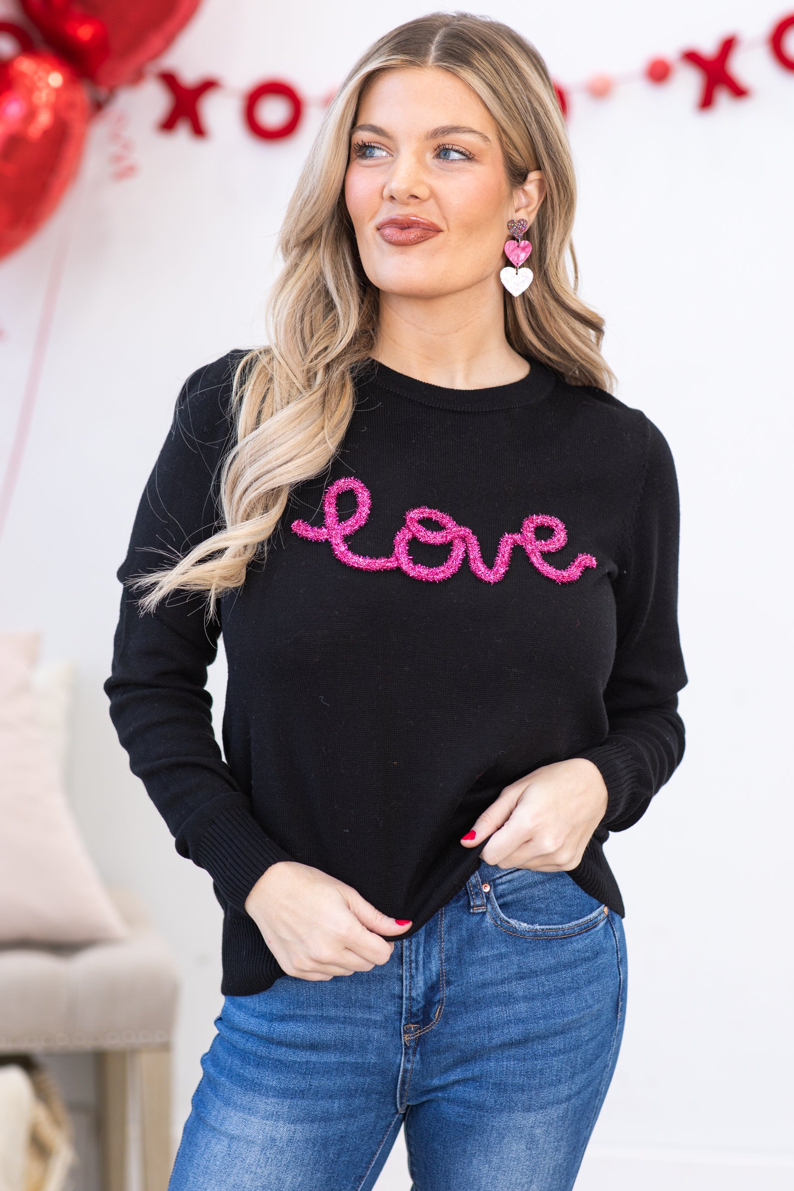 Black and Pink Love Sweater