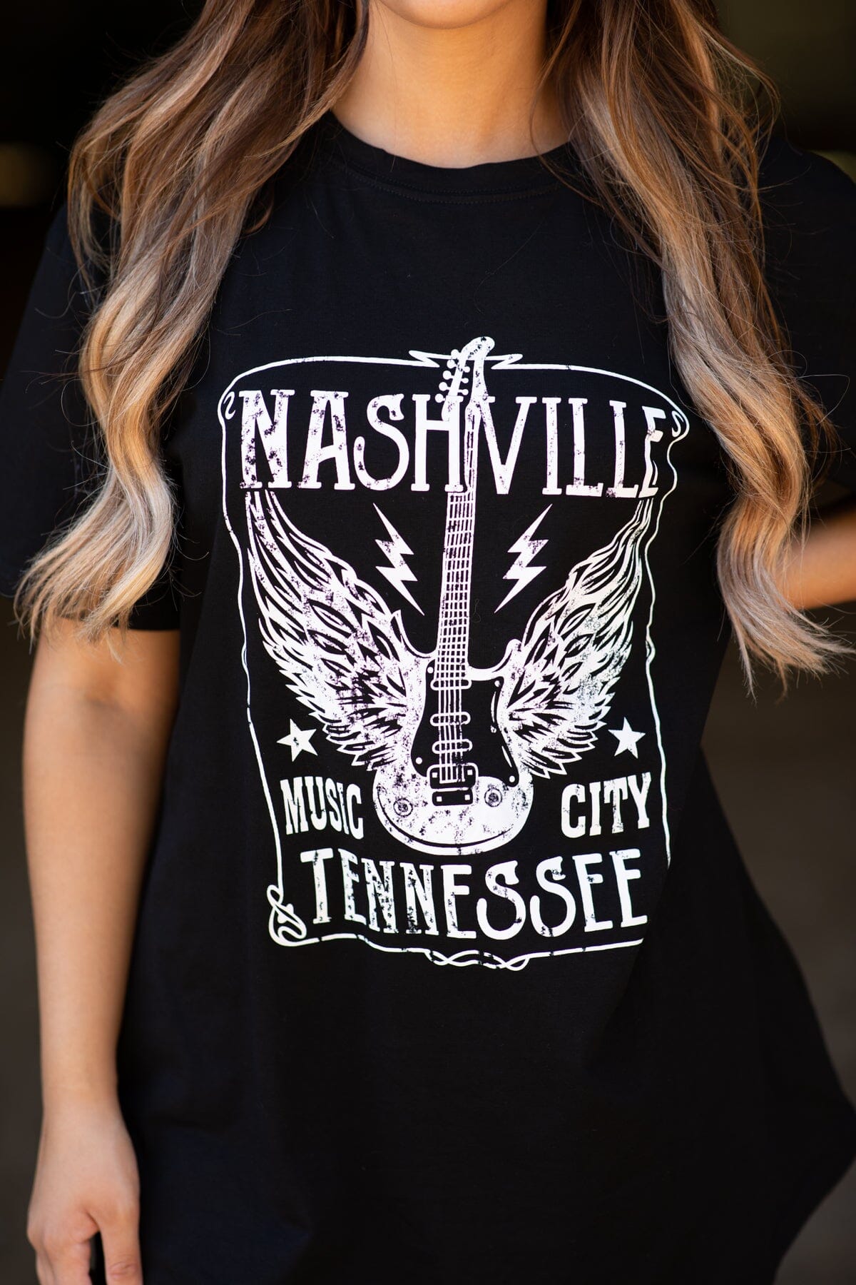 Black Nashville Oversized Graphic Tee - Filly Flair