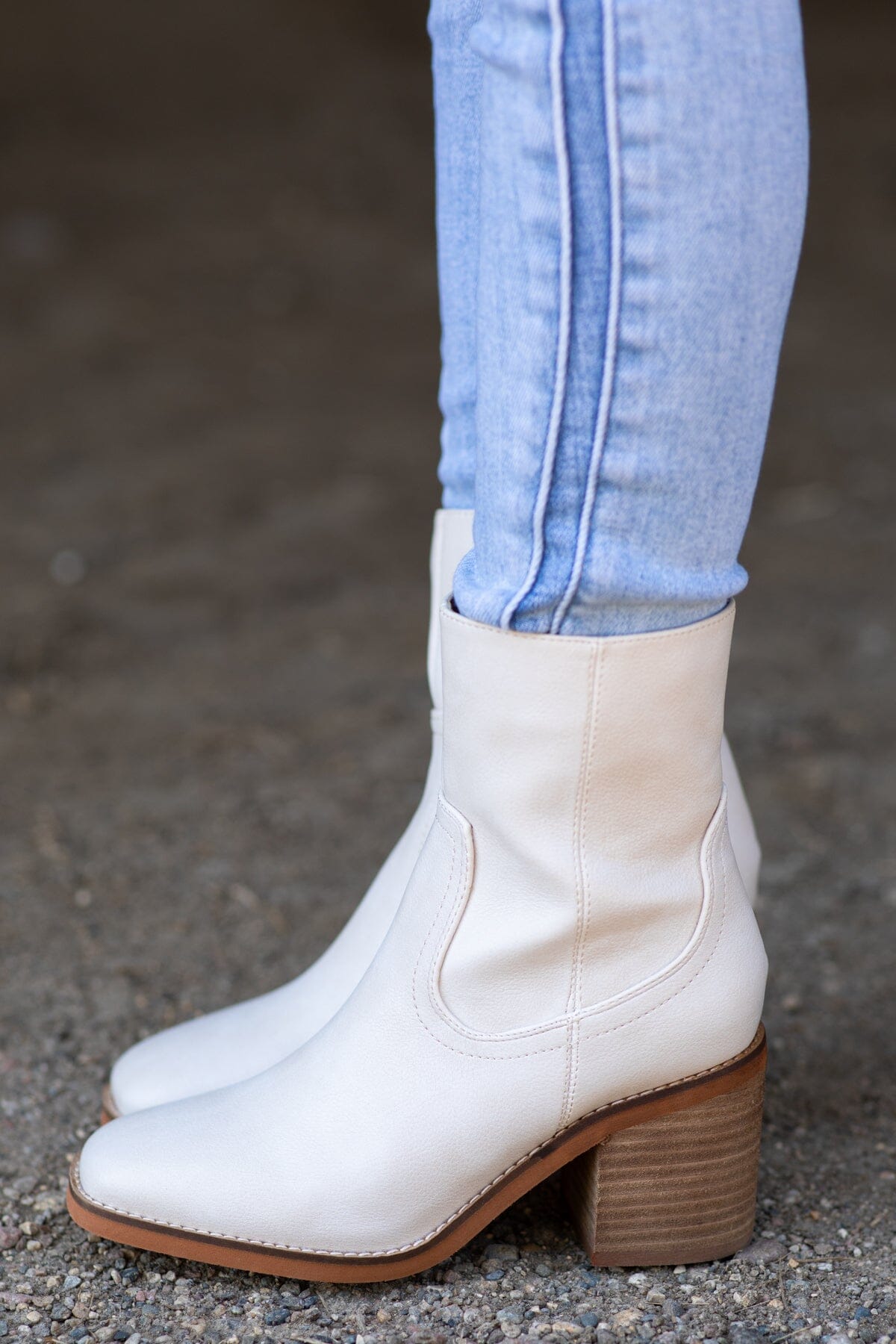 Cream Square Toe Booties - Filly Flair