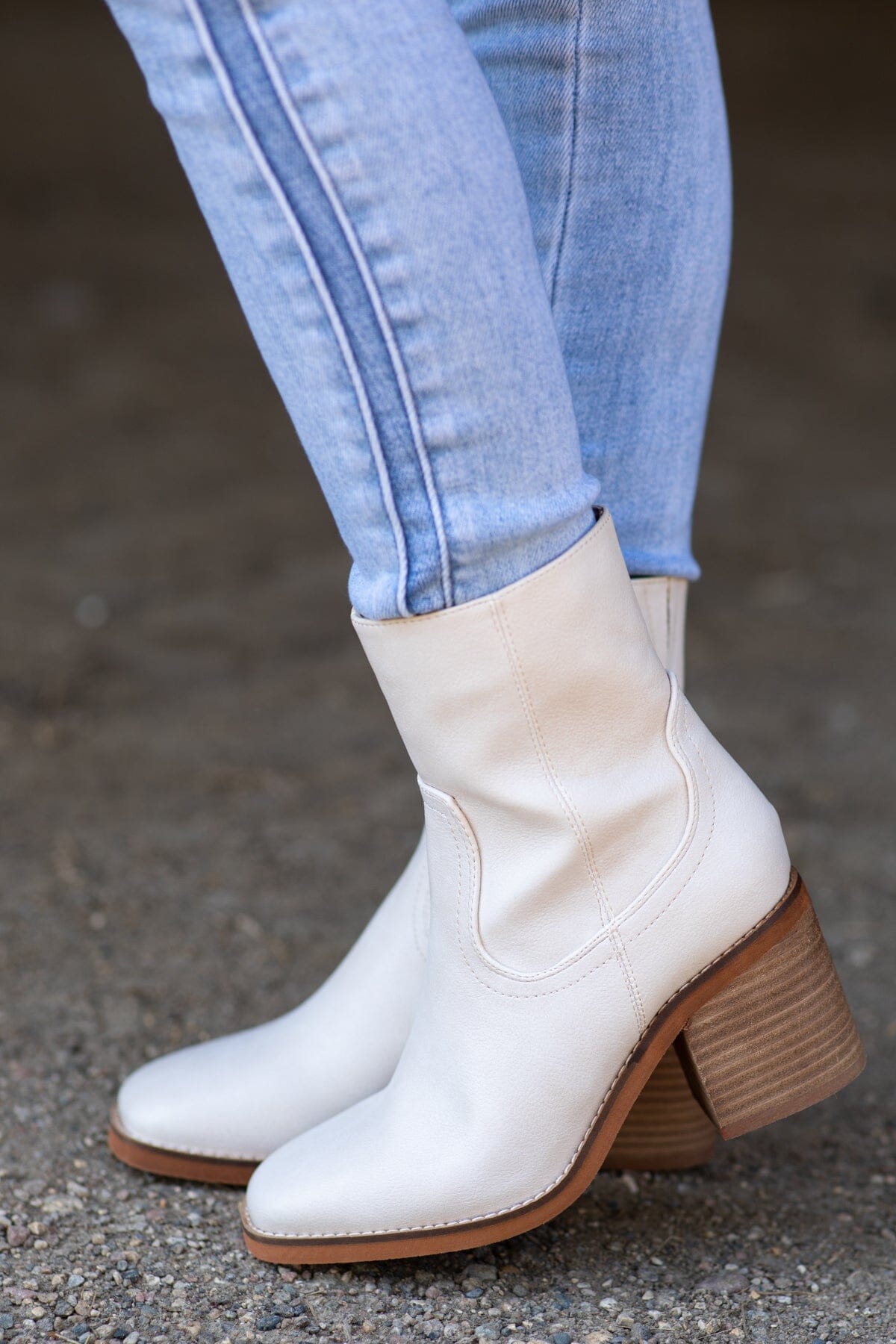 Cream Square Toe Booties - Filly Flair