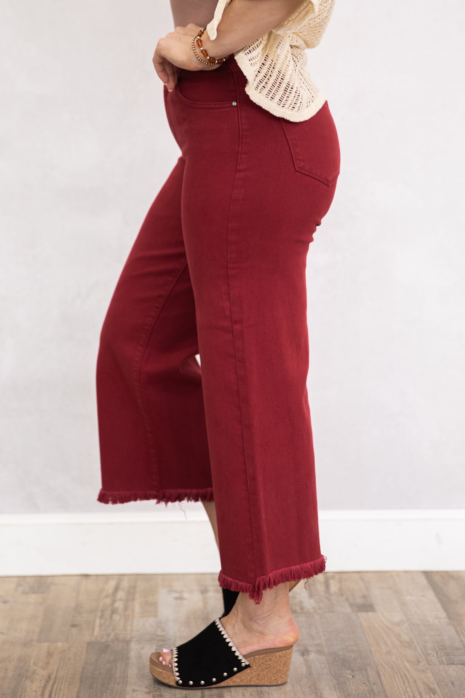 Risen Wine Wide Leg Tummy Control Jeans · Filly Flair