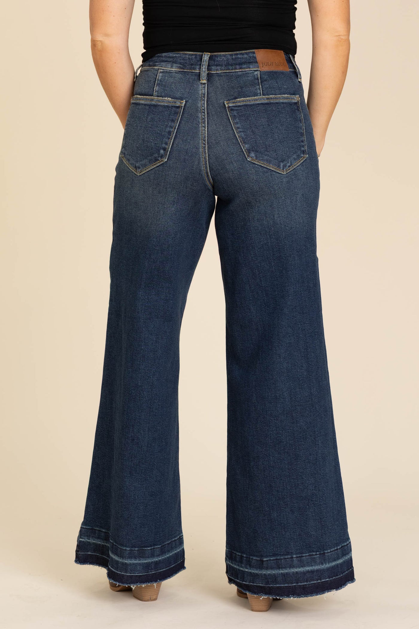Judy Blue Dark Palazzo Front Patch Pocket Jeans