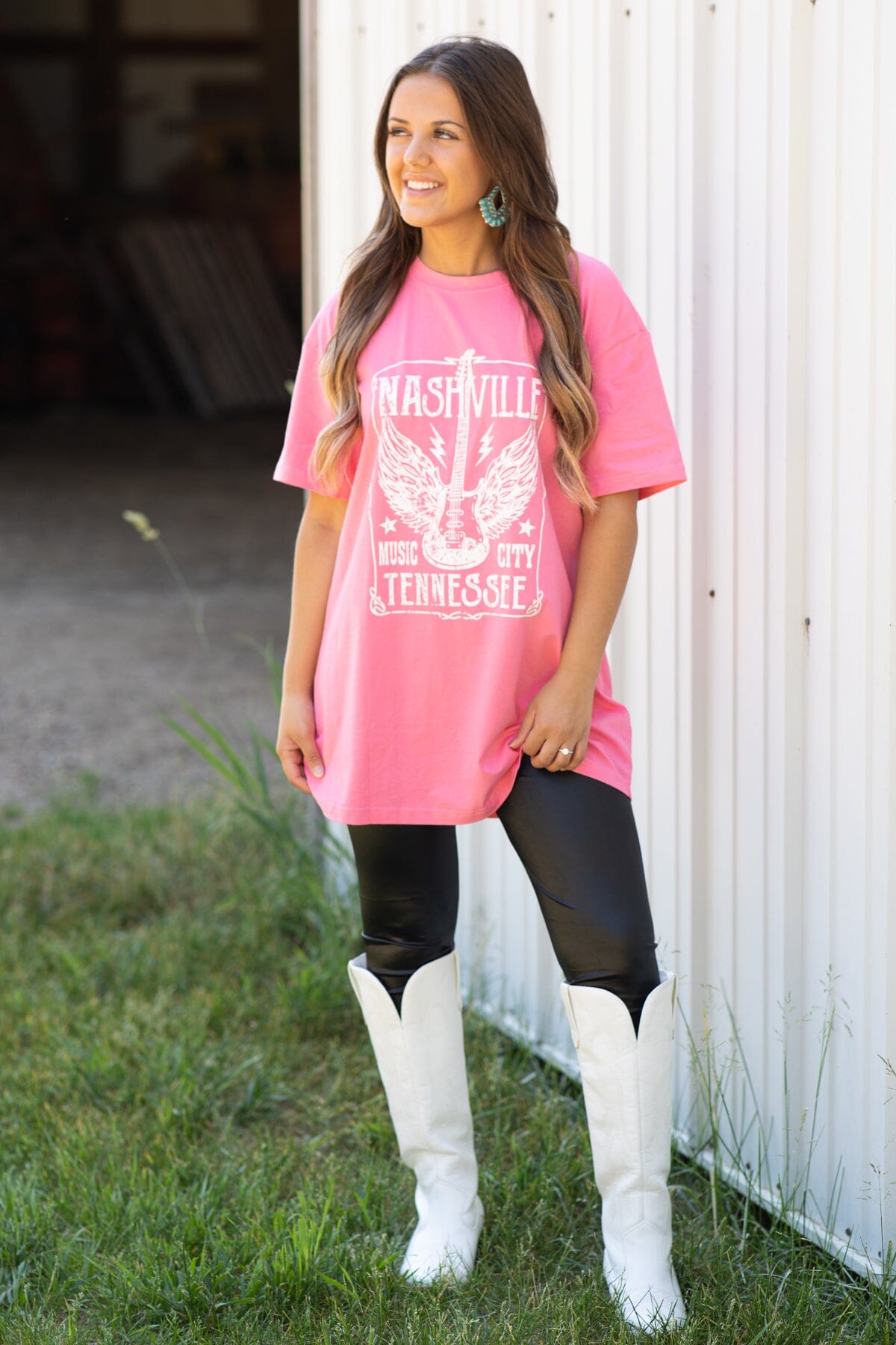 Pink Nashville Oversized Graphic Tee - Filly Flair