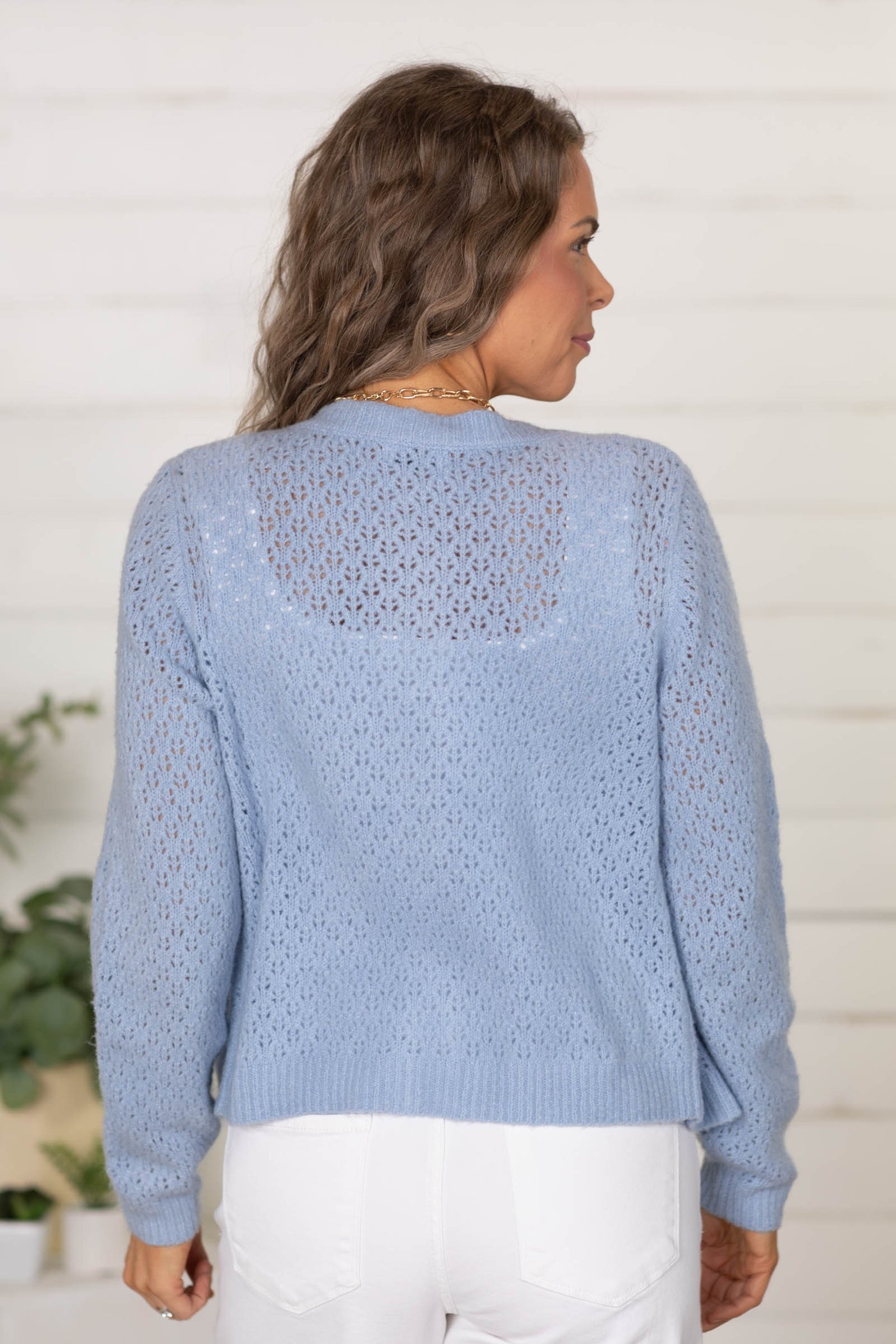 Eyelet Knit Pattern Button Down Cardigans