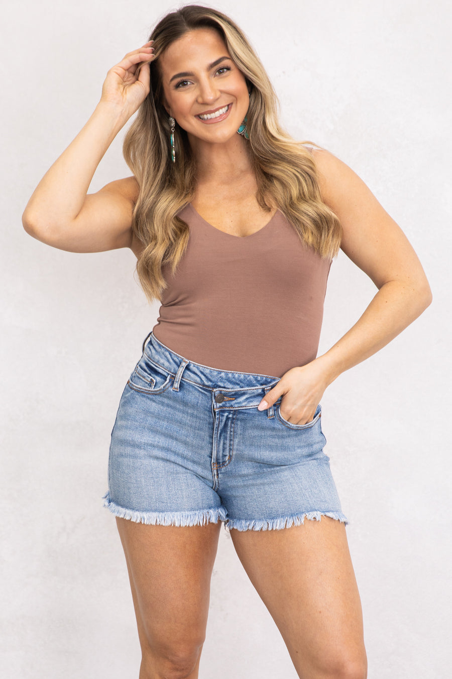 Cello High Rise Mom Fit Shorts