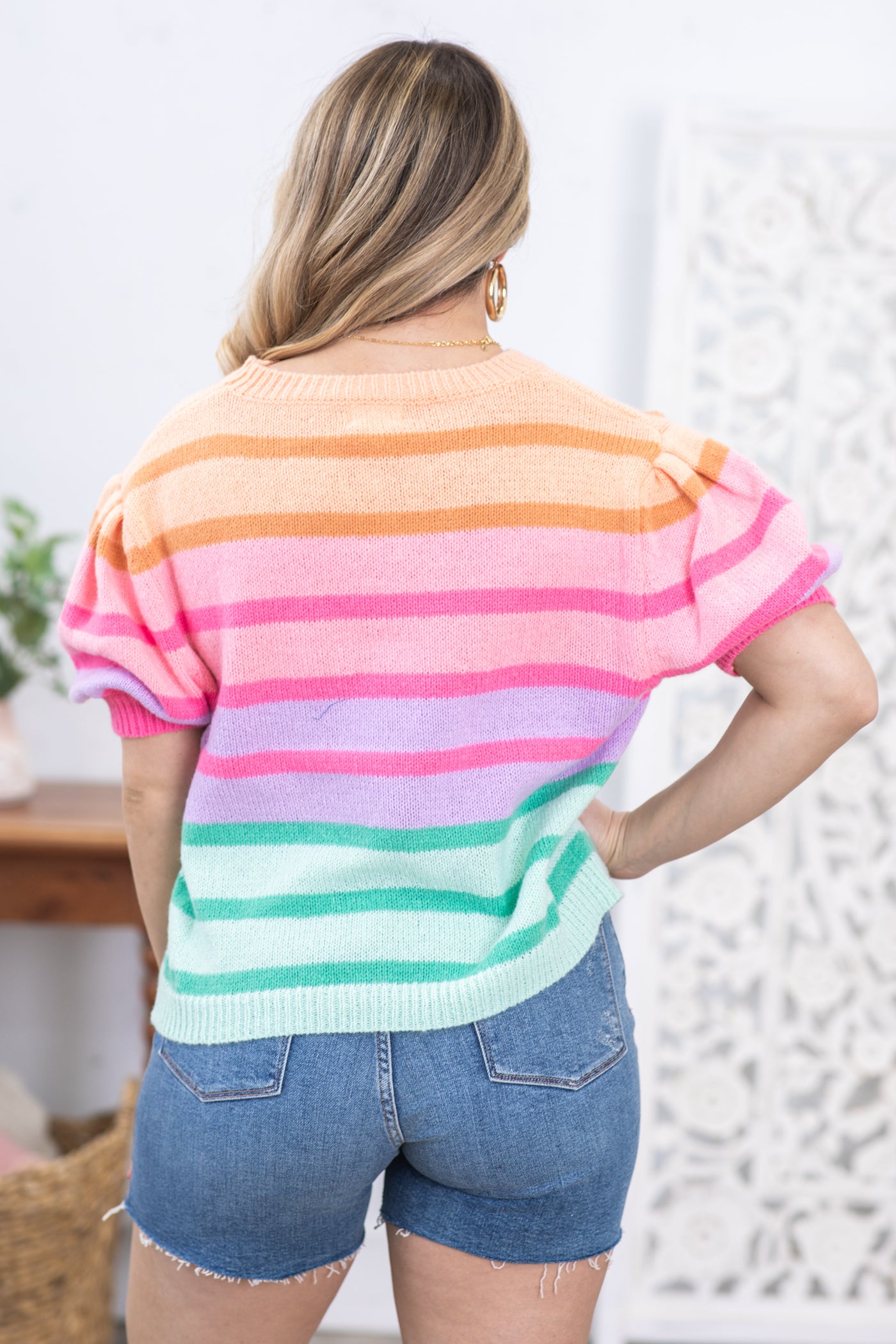 Multicolor Striped Colorblock Sweater Top