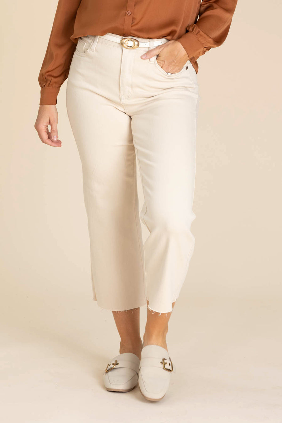 Judy Blue Beige Tummy Control Crop Jeans